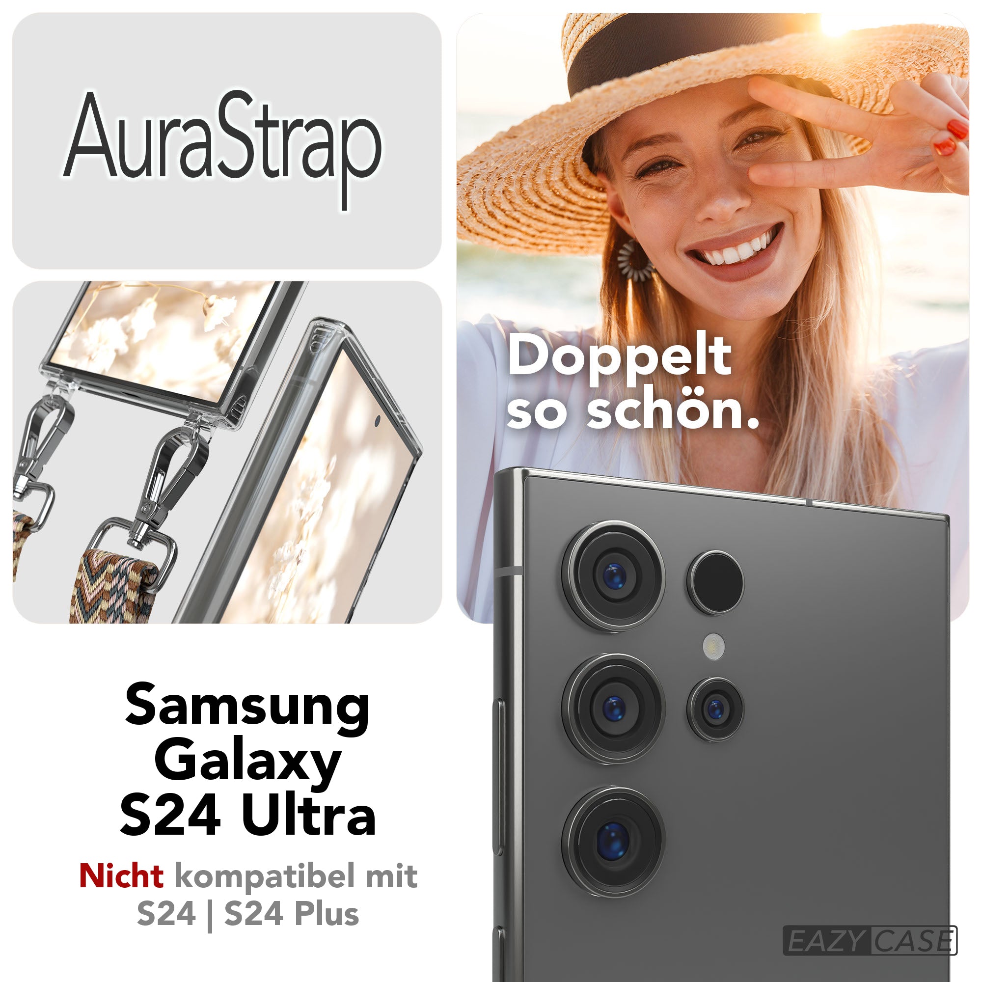 Samsung Galaxy S24 Ultra Handykette mit MagSafe Halterung und Boho Band 