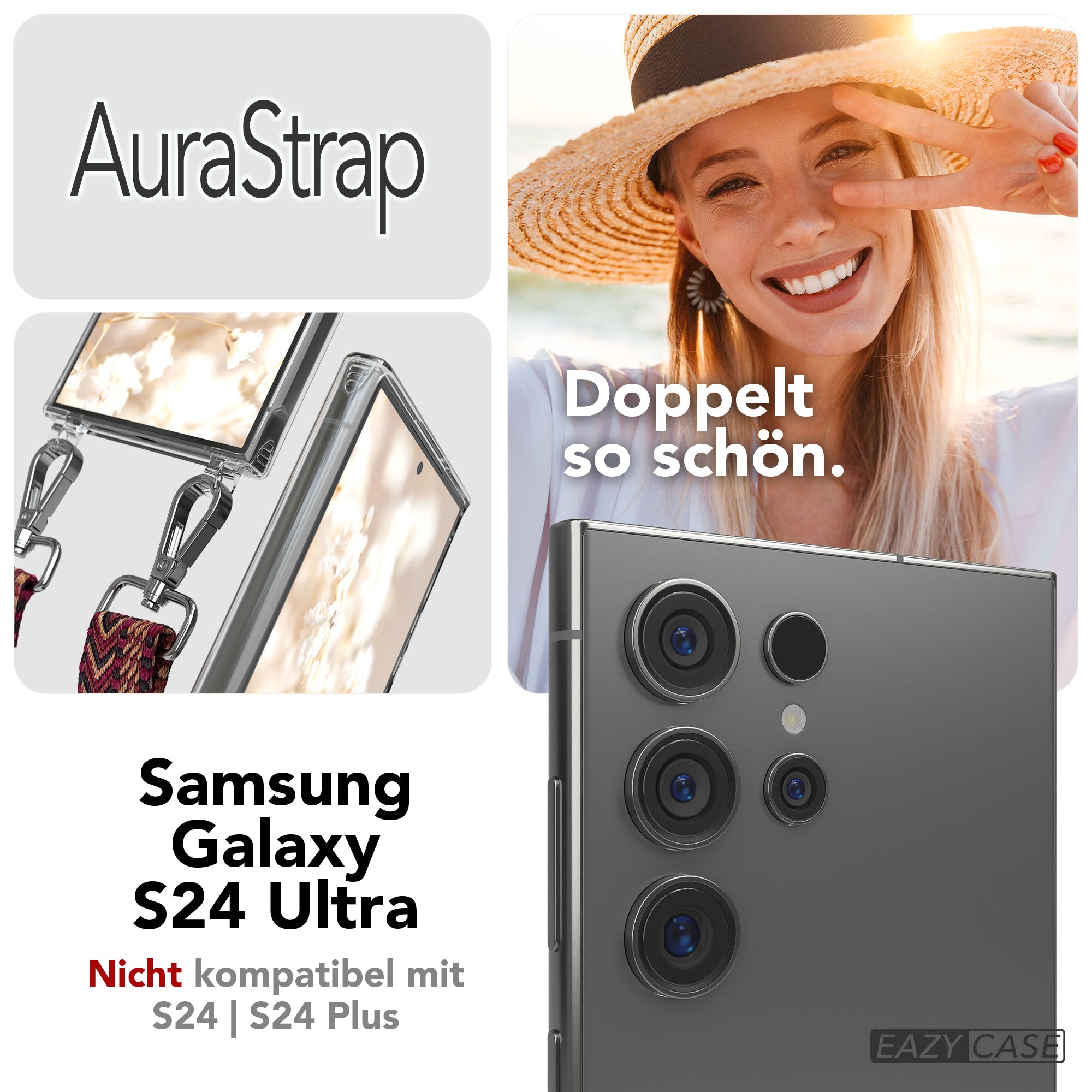 Samsung Galaxy S24 Ultra Handykette mit MagSafe Halterung und Boho Band 