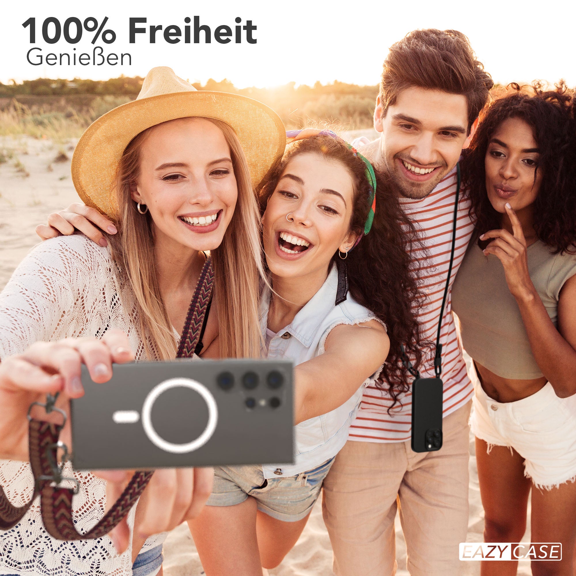 Samsung Galaxy S24 Ultra Handykette mit MagSafe Halterung und Boho Band 