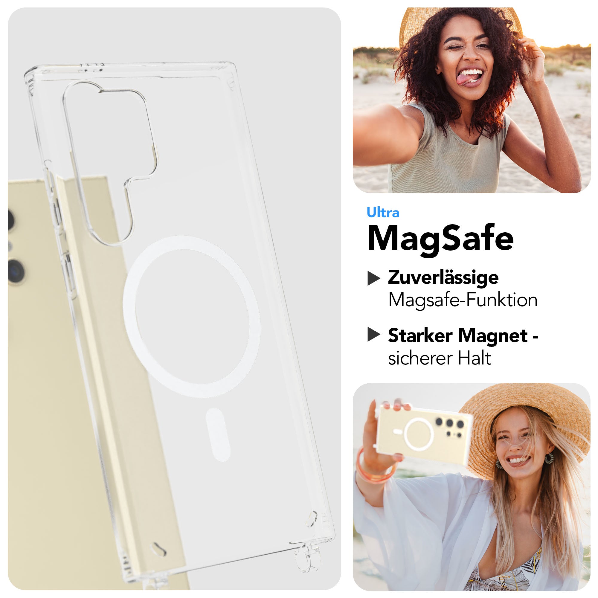 Samsung Galaxy S24 Ultra Handykette mit MagSafe Halterung und Boho Band 