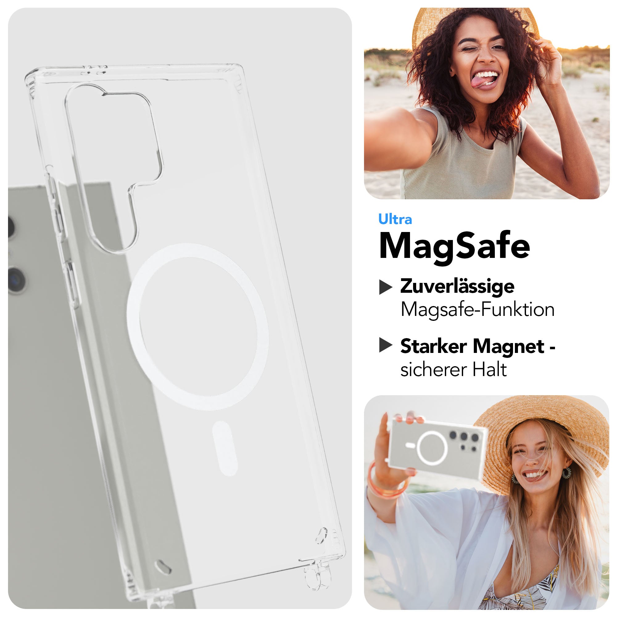 Samsung Galaxy S24 Ultra Handykette mit MagSafe Halterung und Boho Band 