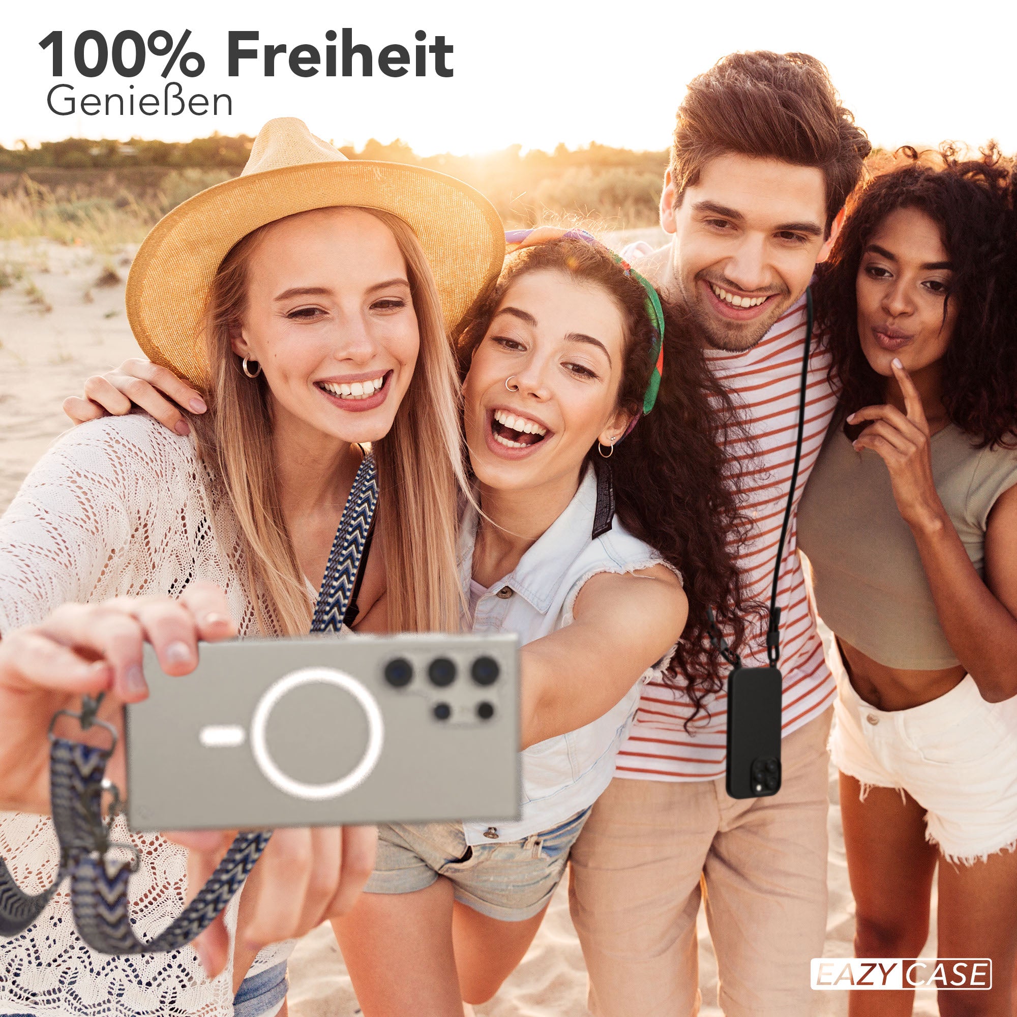 Samsung Galaxy S24 Ultra Handykette mit MagSafe Halterung und Boho Band 