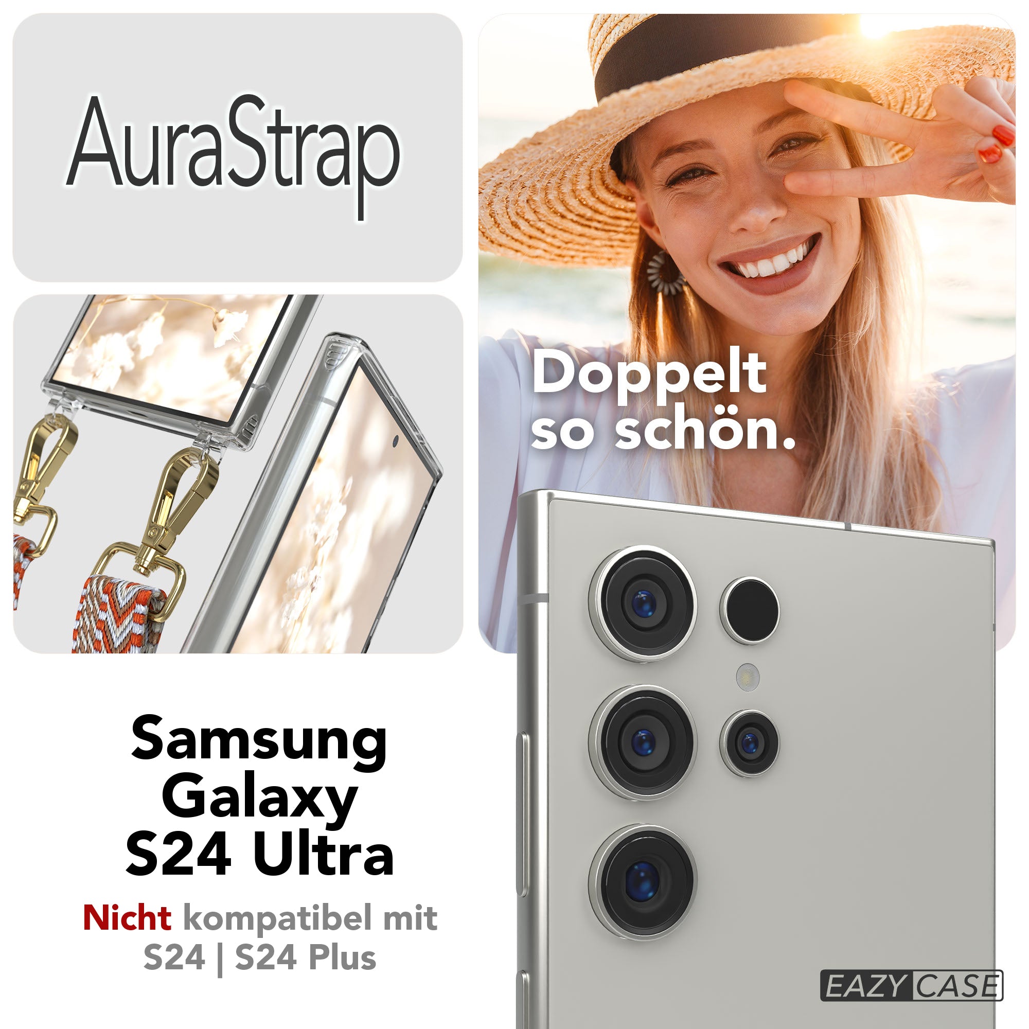 Samsung Galaxy S24 Ultra Handykette mit MagSafe Halterung und Boho Band 