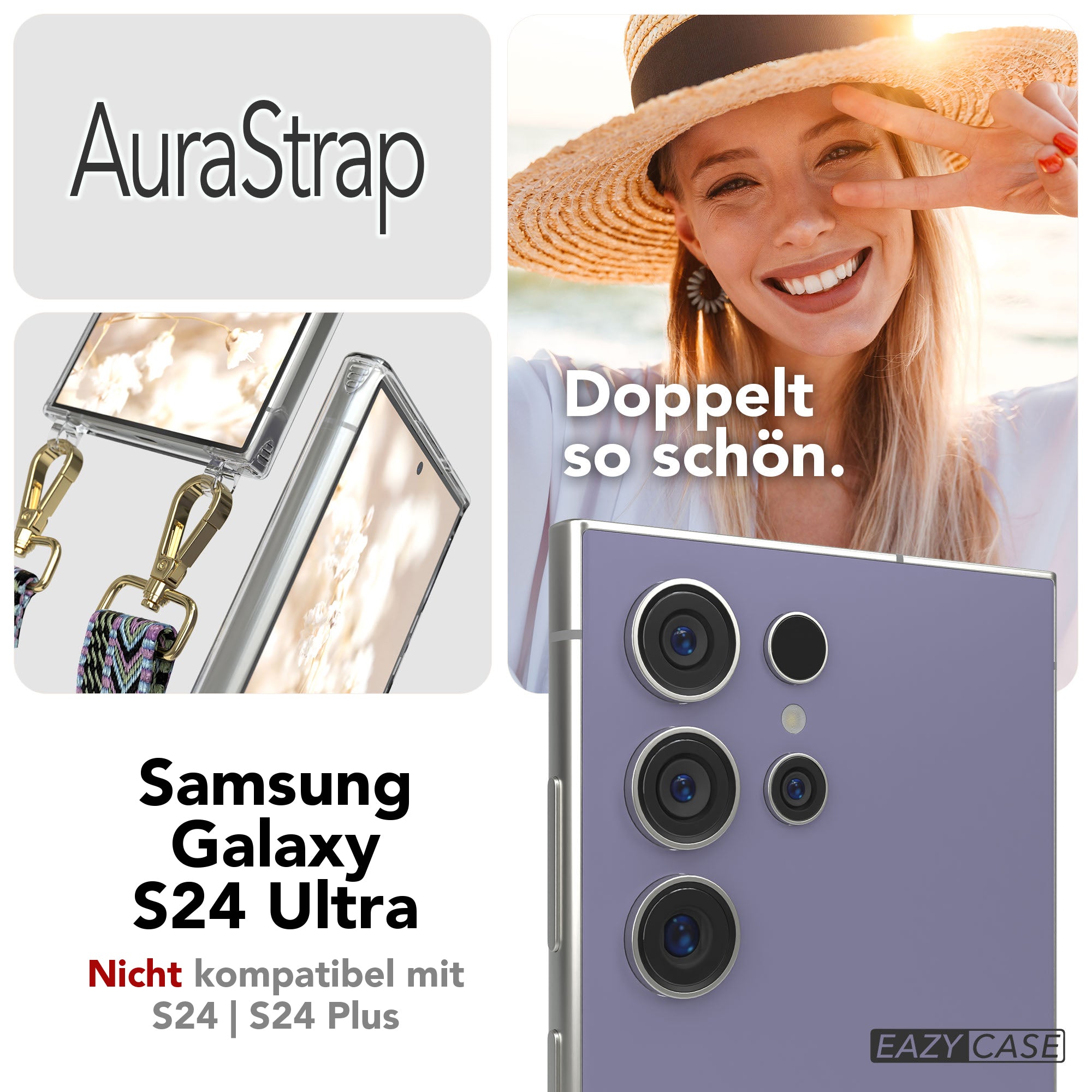 Samsung Galaxy S24 Ultra Handykette mit MagSafe Halterung und Boho Band 