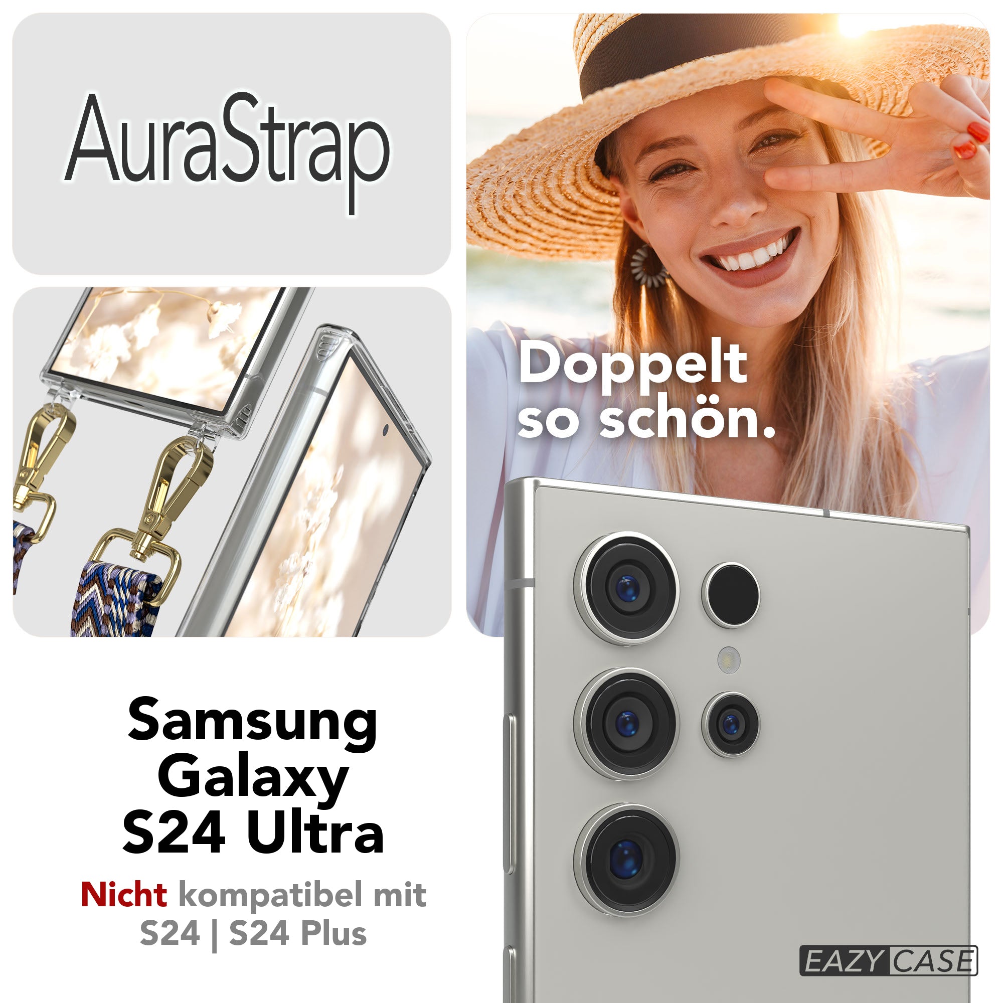 Samsung Galaxy S24 Ultra Handykette mit MagSafe Halterung und Boho Band 