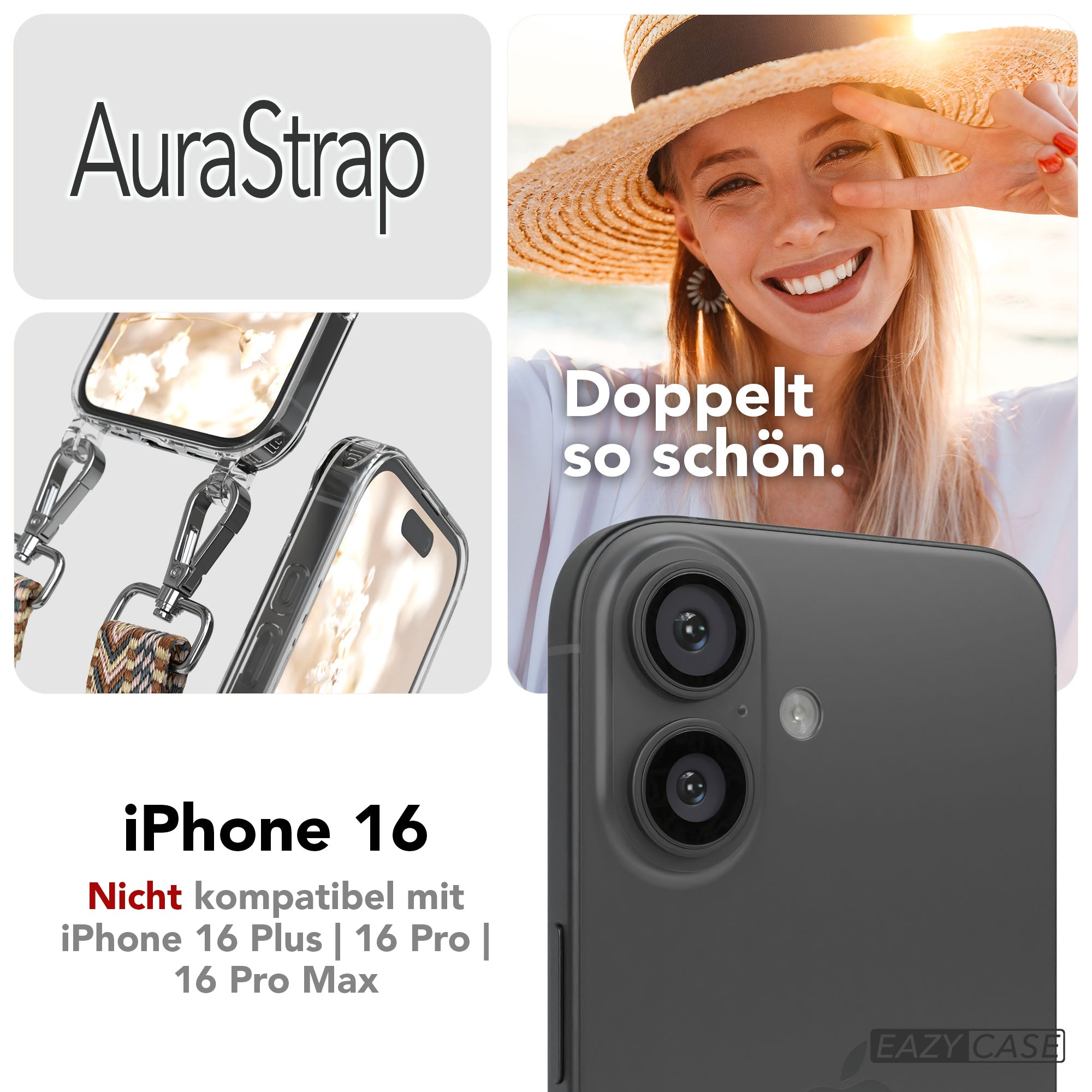 iPhone 16 MagSafe Handykette mit verstellbarem Boho Trageriemen von EAZY CASE 