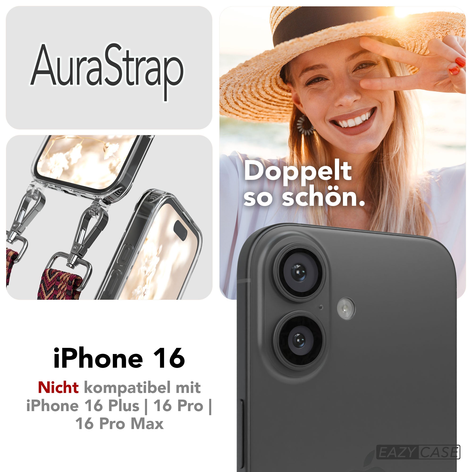 iPhone 16 MagSafe Handykette mit verstellbarem Boho Trageriemen von EAZY CASE 