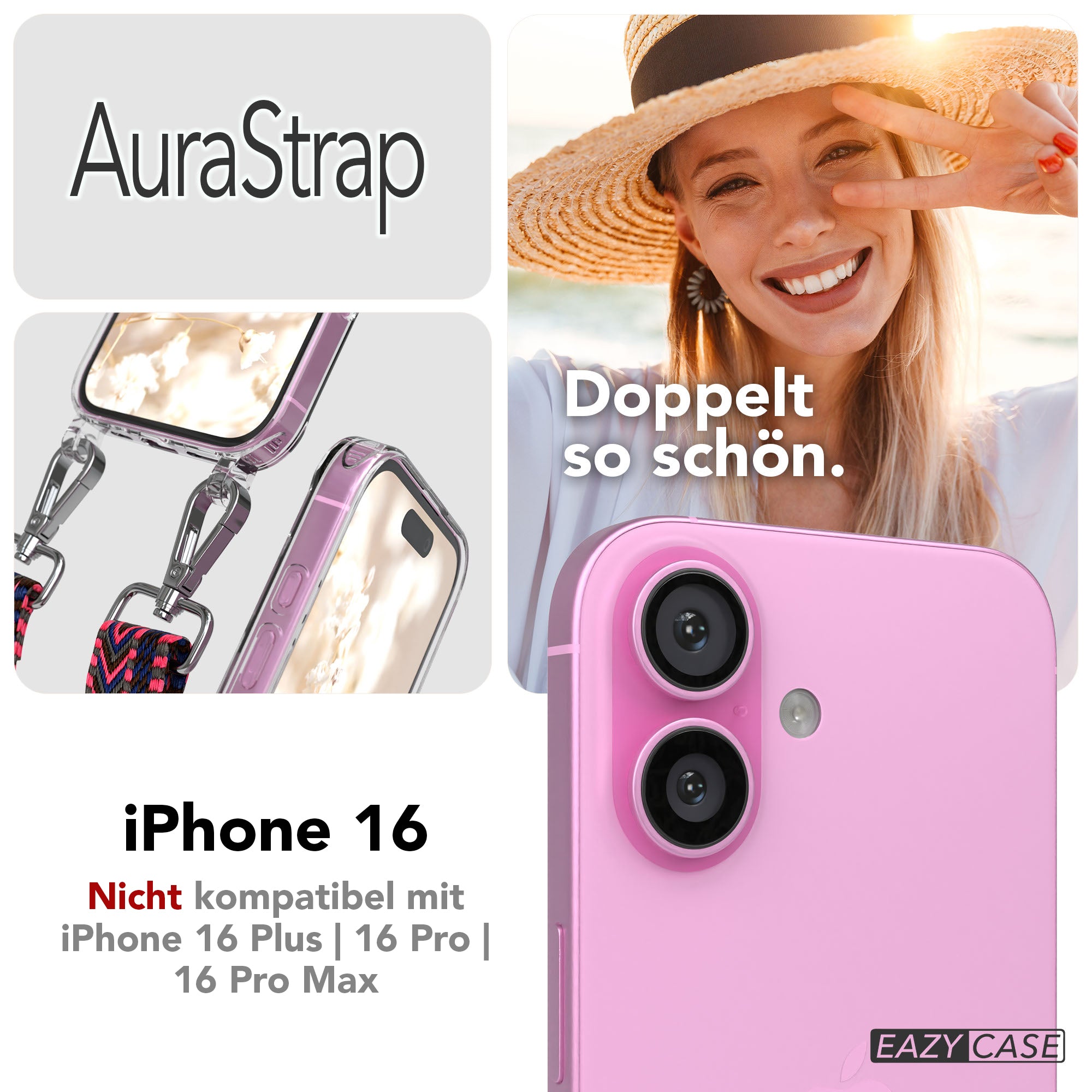 iPhone 16 MagSafe Handykette mit verstellbarem Boho Trageriemen von EAZY CASE 