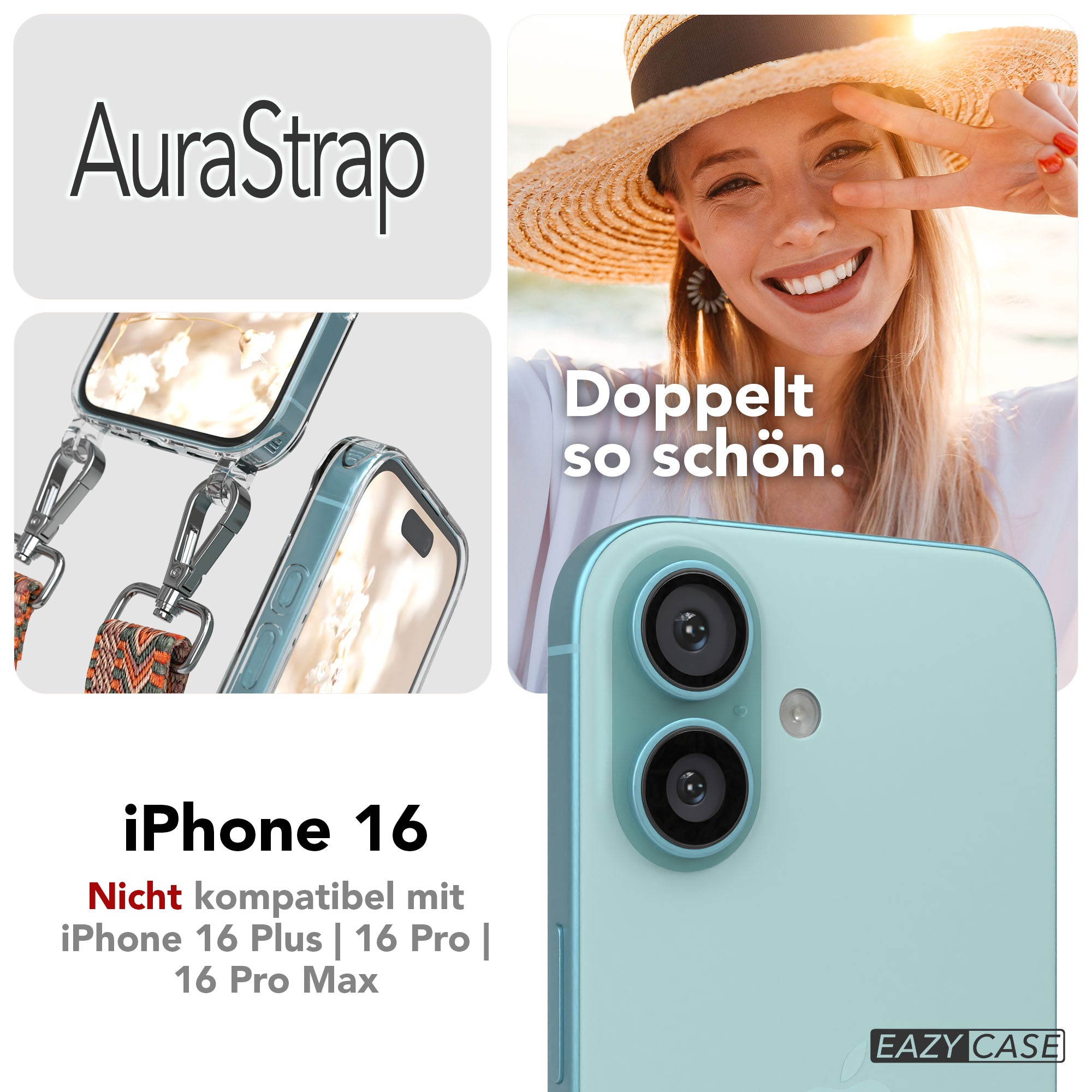 iPhone 16 MagSafe Handykette mit verstellbarem Boho Trageriemen von EAZY CASE 