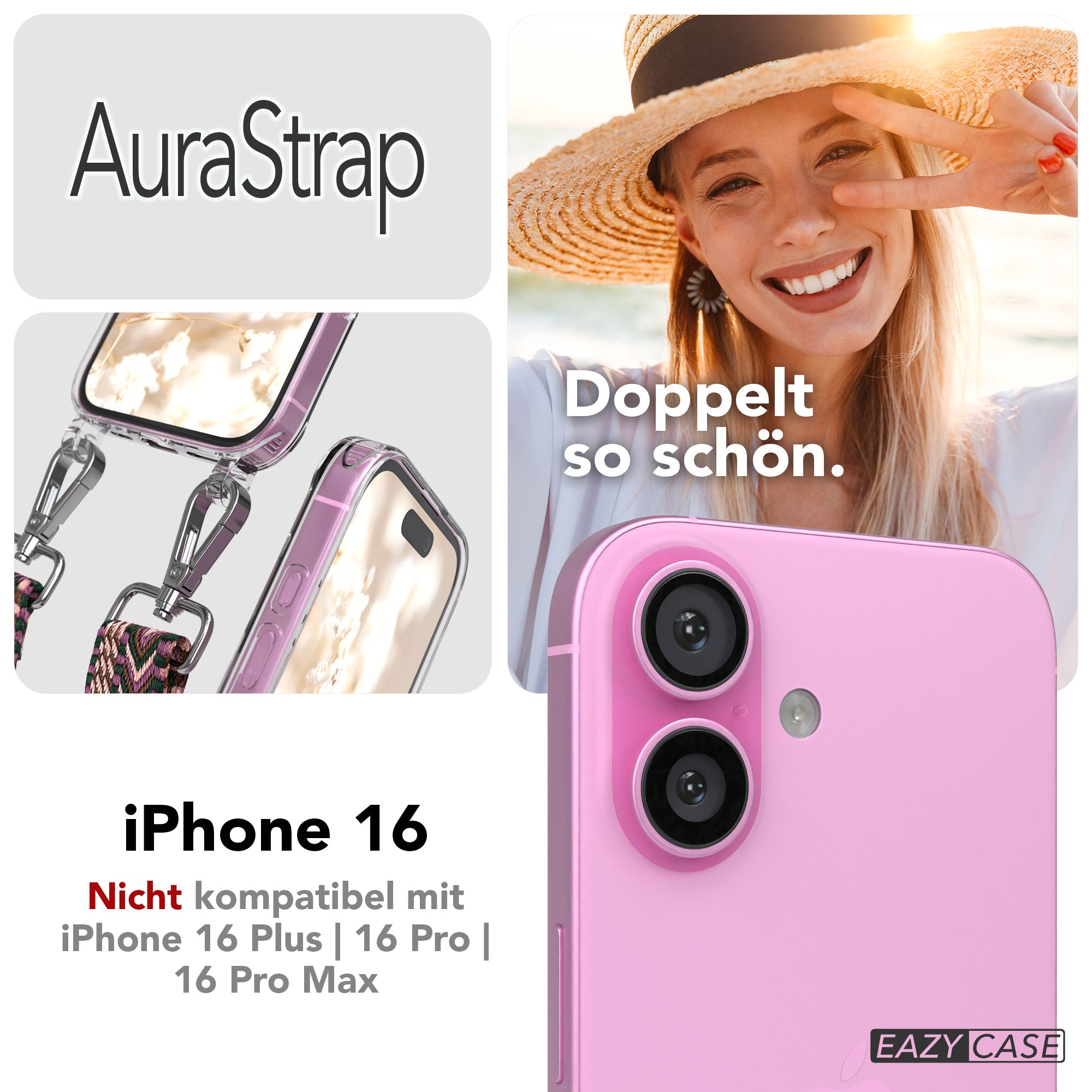 iPhone 16 MagSafe Handykette mit verstellbarem Boho Trageriemen von EAZY CASE 
