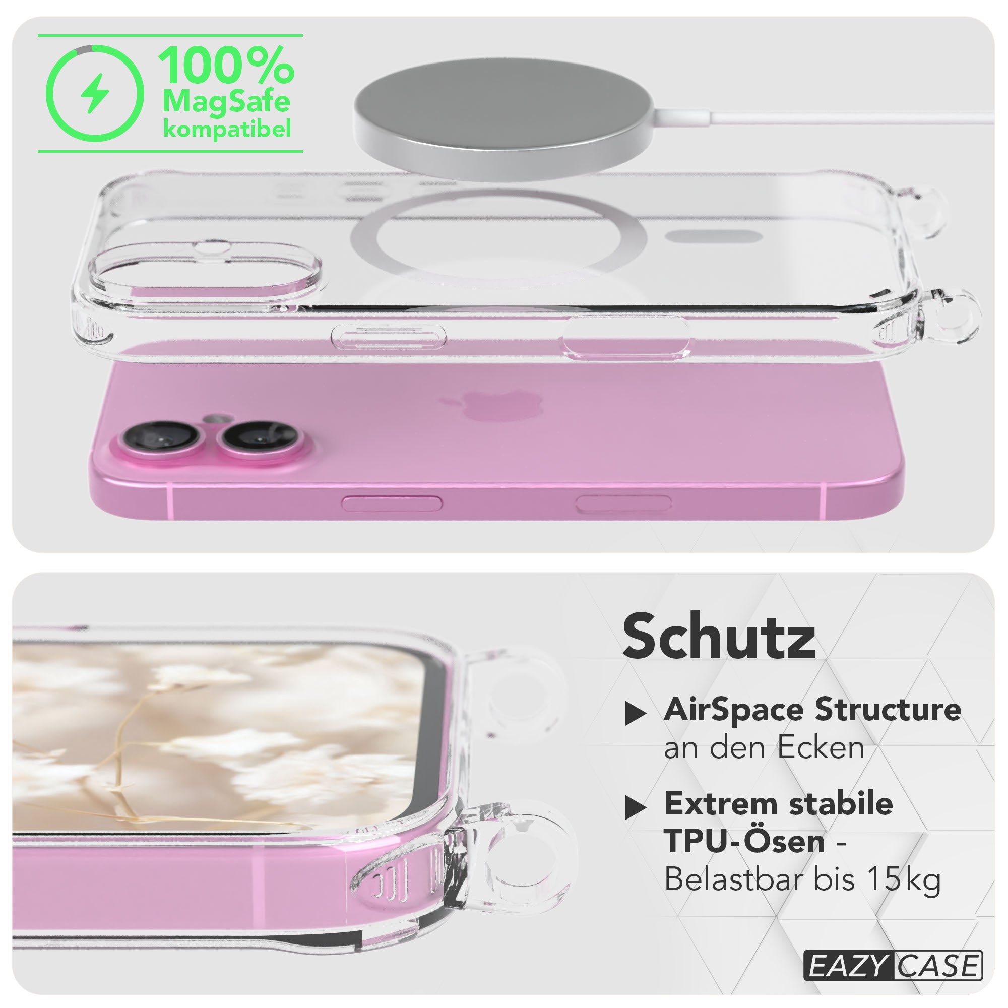 iPhone 16 MagSafe Handykette mit verstellbarem Boho Trageriemen von EAZY CASE 