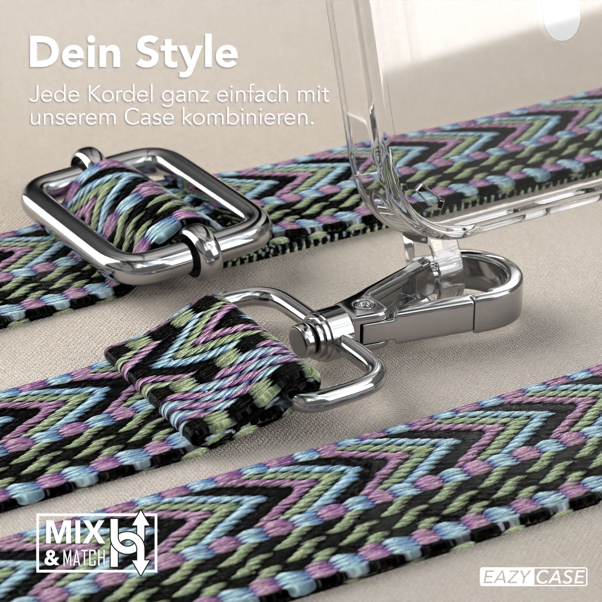 iPhone 16 MagSafe Handykette mit verstellbarem Boho Trageriemen von EAZY CASE 
