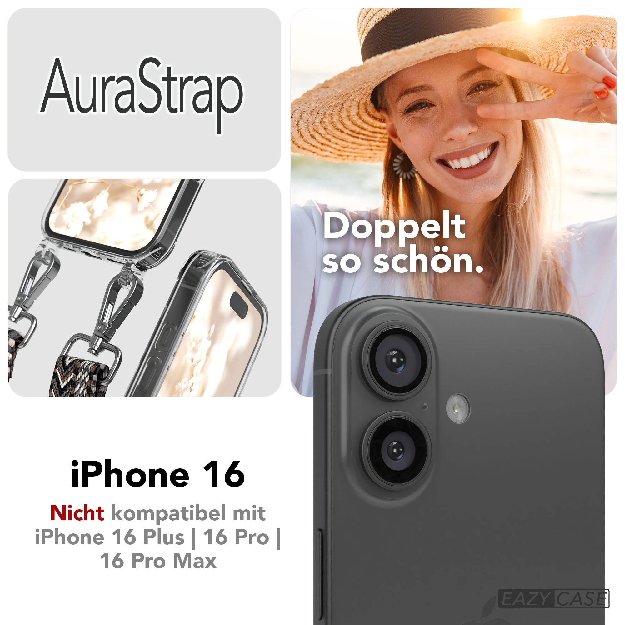 iPhone 16 MagSafe Handykette mit verstellbarem Boho Trageriemen von EAZY CASE 