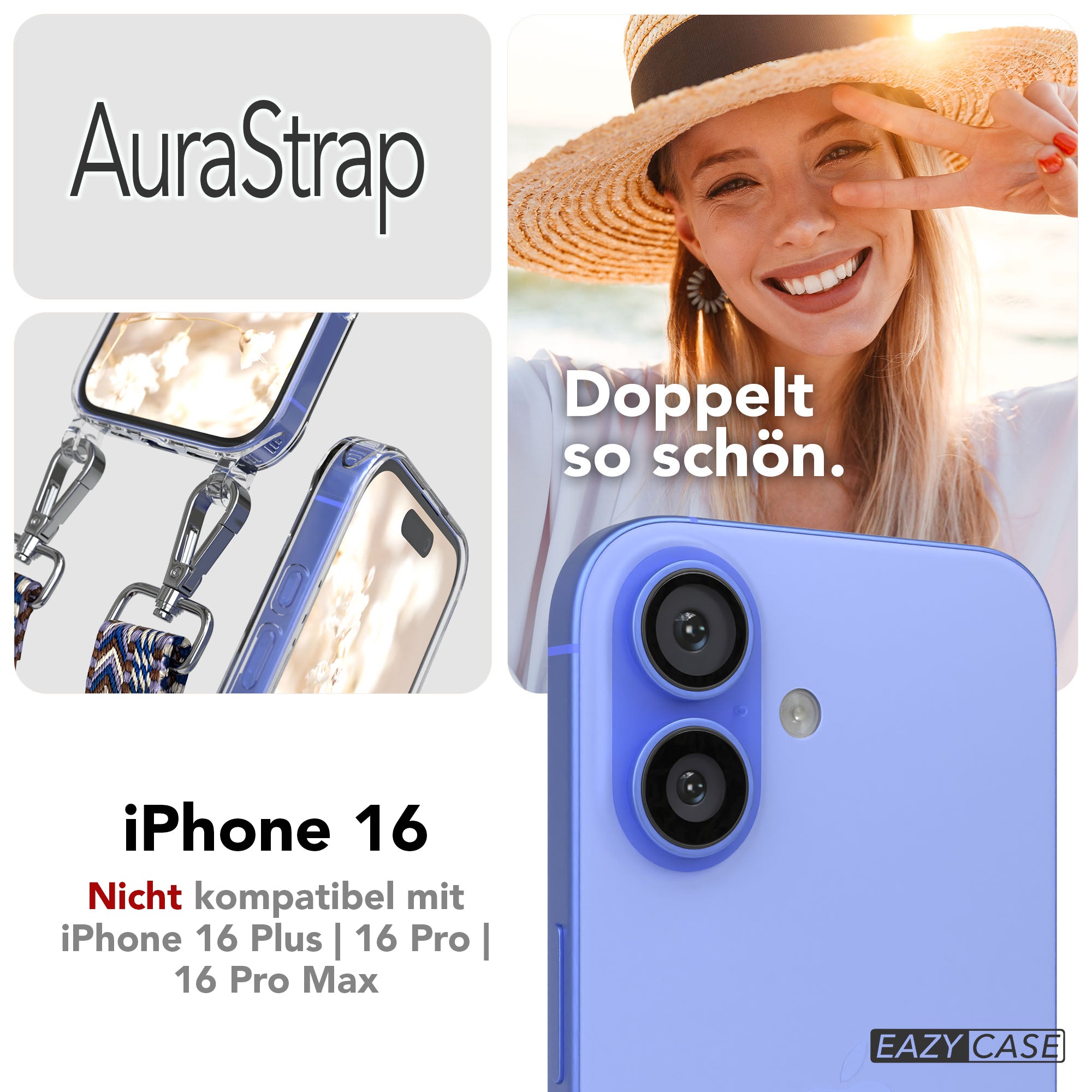 iPhone 16 MagSafe Handykette mit verstellbarem Boho Trageriemen von EAZY CASE 