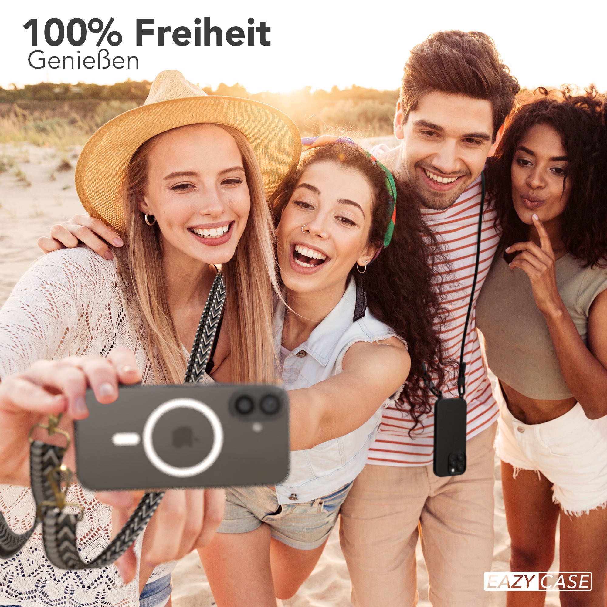 iPhone 16 MagSafe Handykette mit verstellbarem Boho Trageriemen von EAZY CASE 