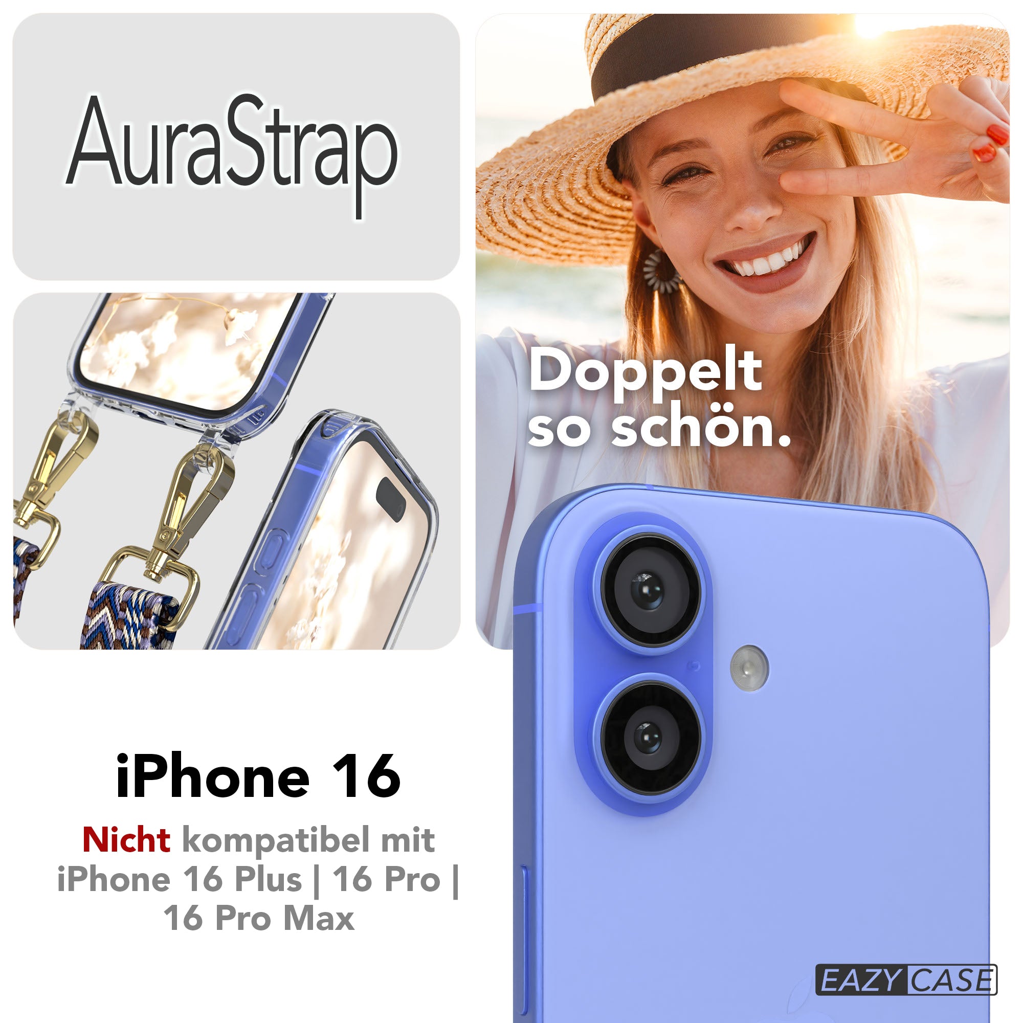 iPhone 16 MagSafe Handykette mit verstellbarem Boho Trageriemen von EAZY CASE 