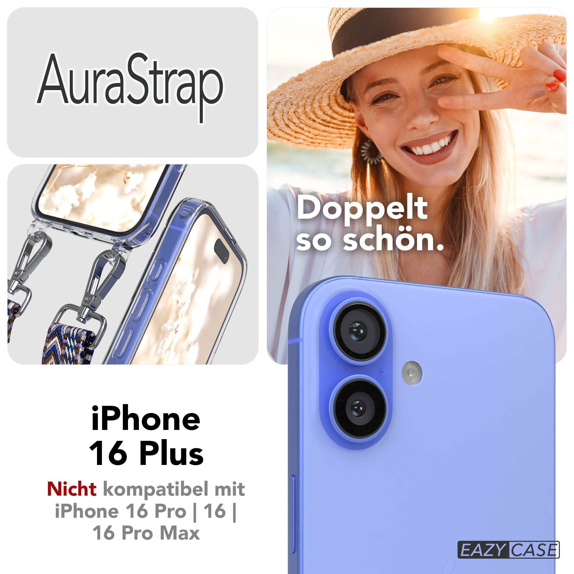 iPhone 16 Plus MagSafe Handykette mit Boho Band Set EAZY CASE 