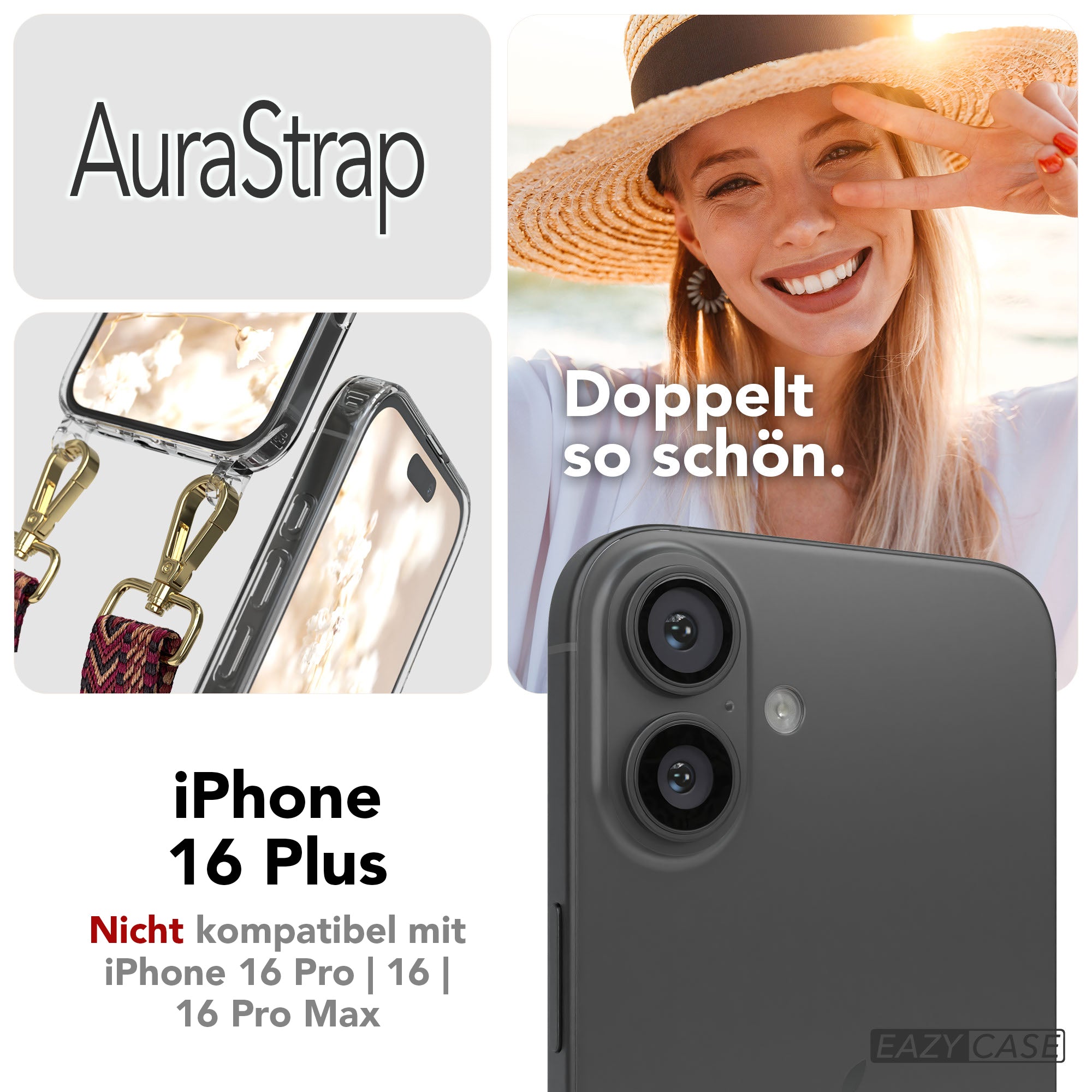iPhone 16 Plus MagSafe Handykette mit Boho Band Set EAZY CASE 