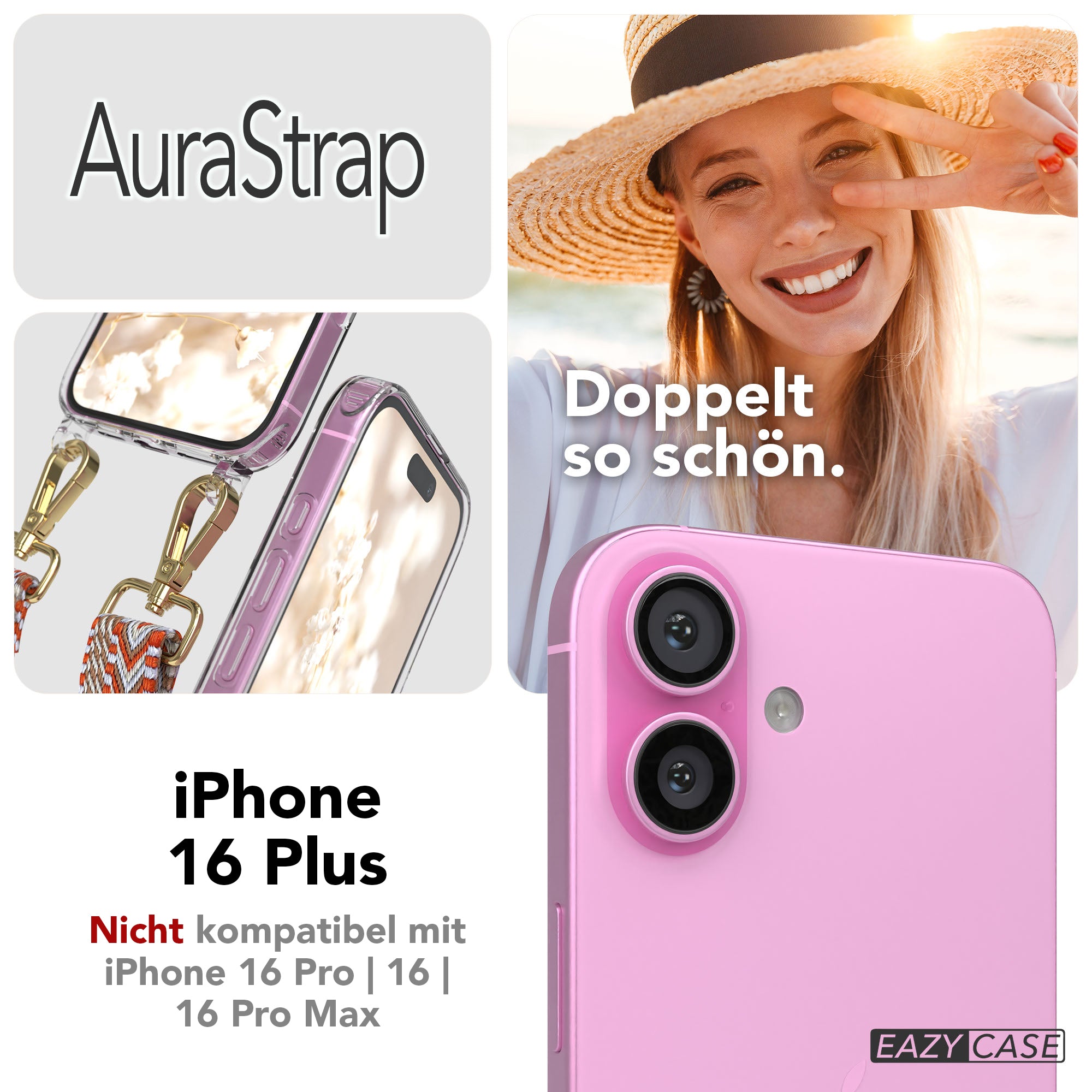 iPhone 16 Plus MagSafe Handykette mit Boho Band Set EAZY CASE 