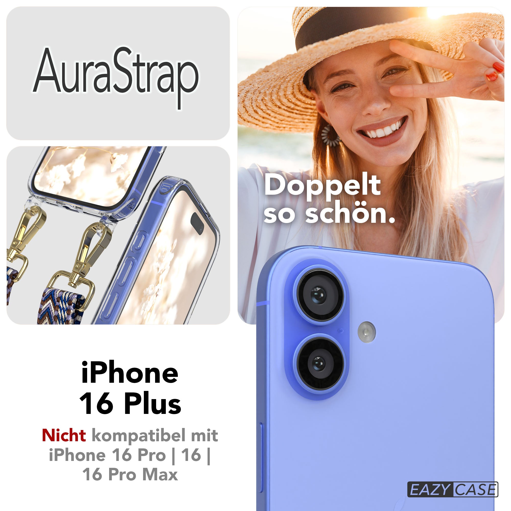 iPhone 16 Plus MagSafe Handykette mit Boho Band Set EAZY CASE 