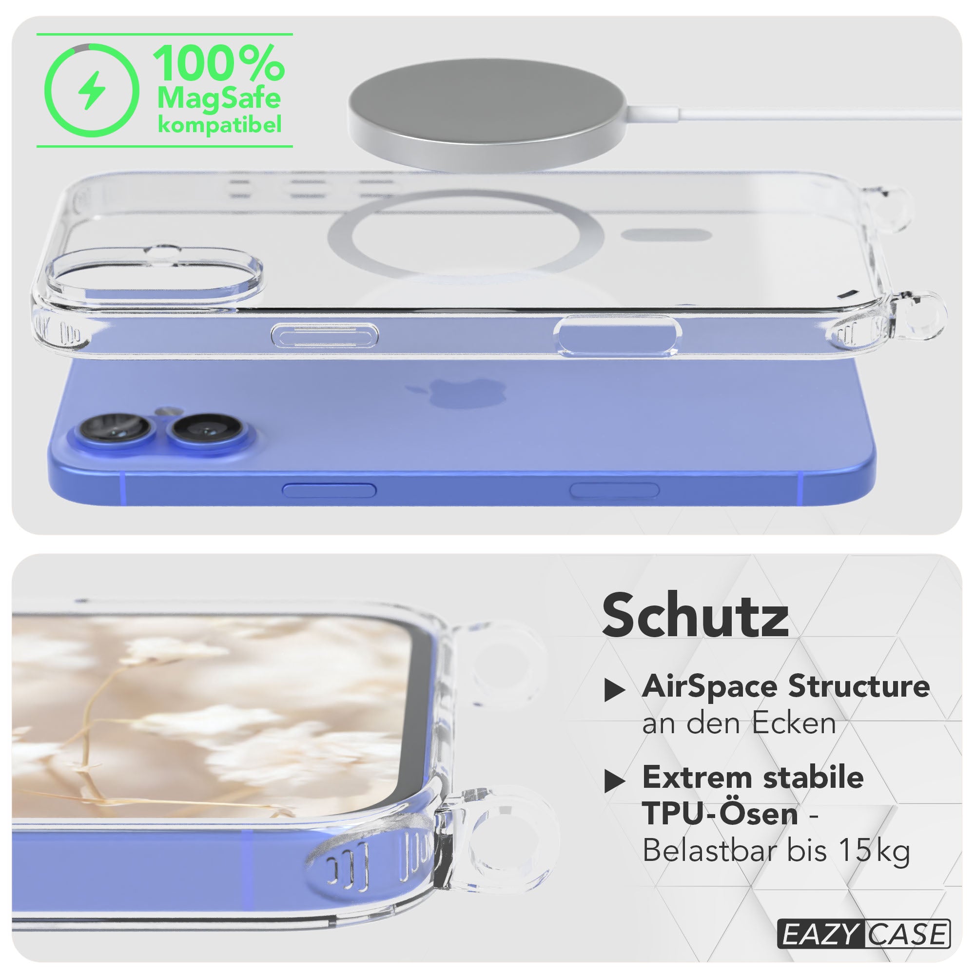 iPhone 16 Plus MagSafe Handykette mit Boho Band Set EAZY CASE 
