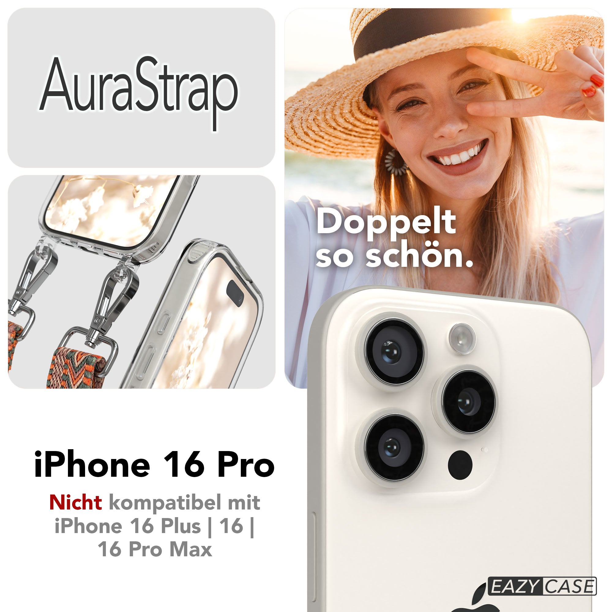 iPhone 16 Pro MagSafe Handykette mit Boho Band verstellbar 