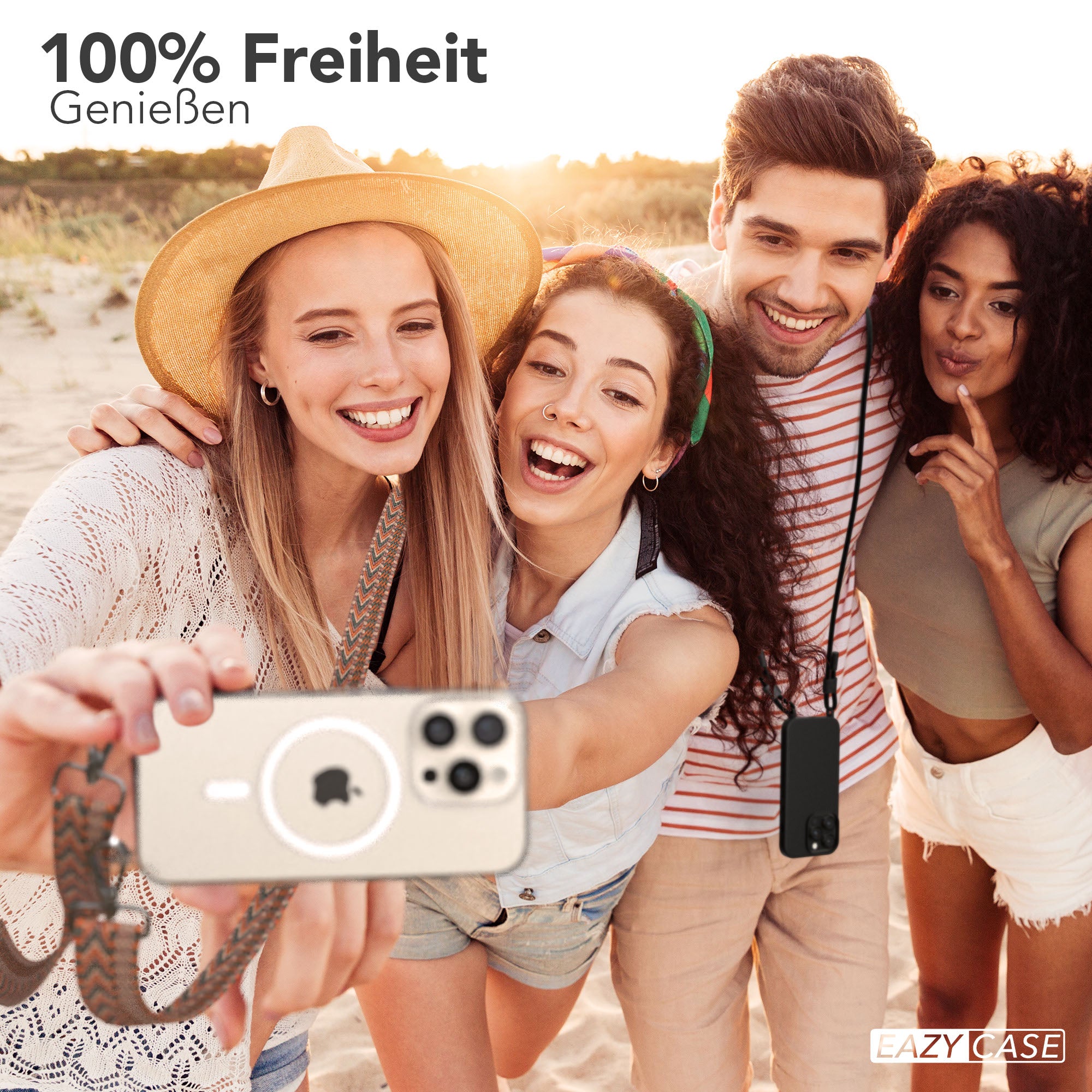 iPhone 16 Pro MagSafe Handykette mit Boho Band verstellbar 
