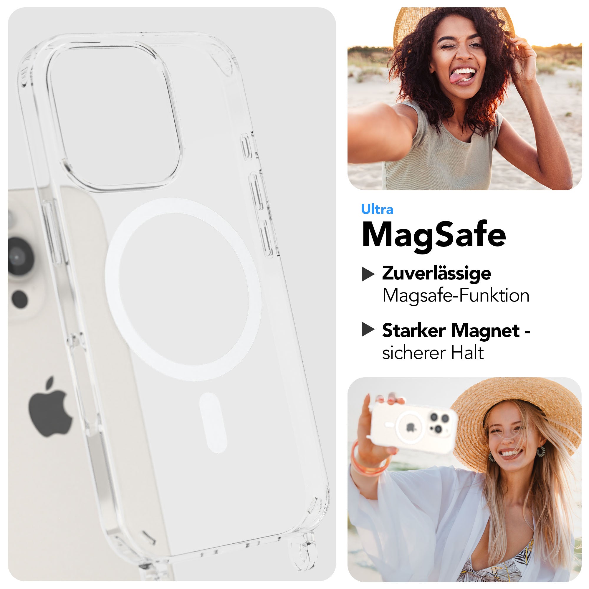 iPhone 16 Pro MagSafe Handykette mit Boho Band verstellbar 