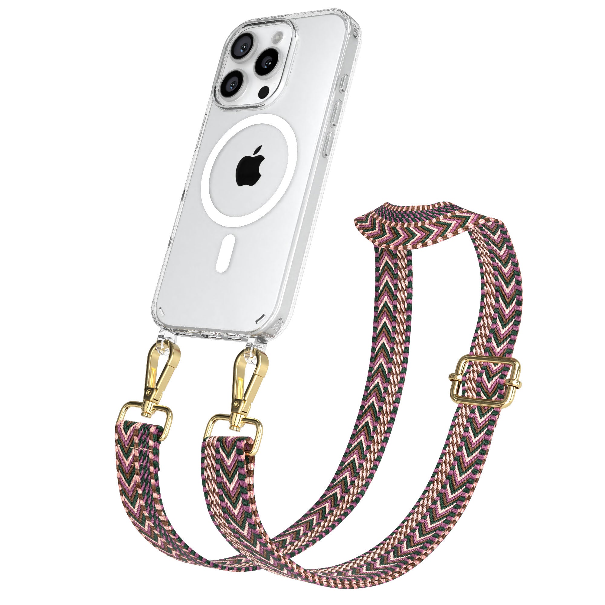 iPhone 16 Pro MagSafe Handykette mit Boho Band verstellbar 