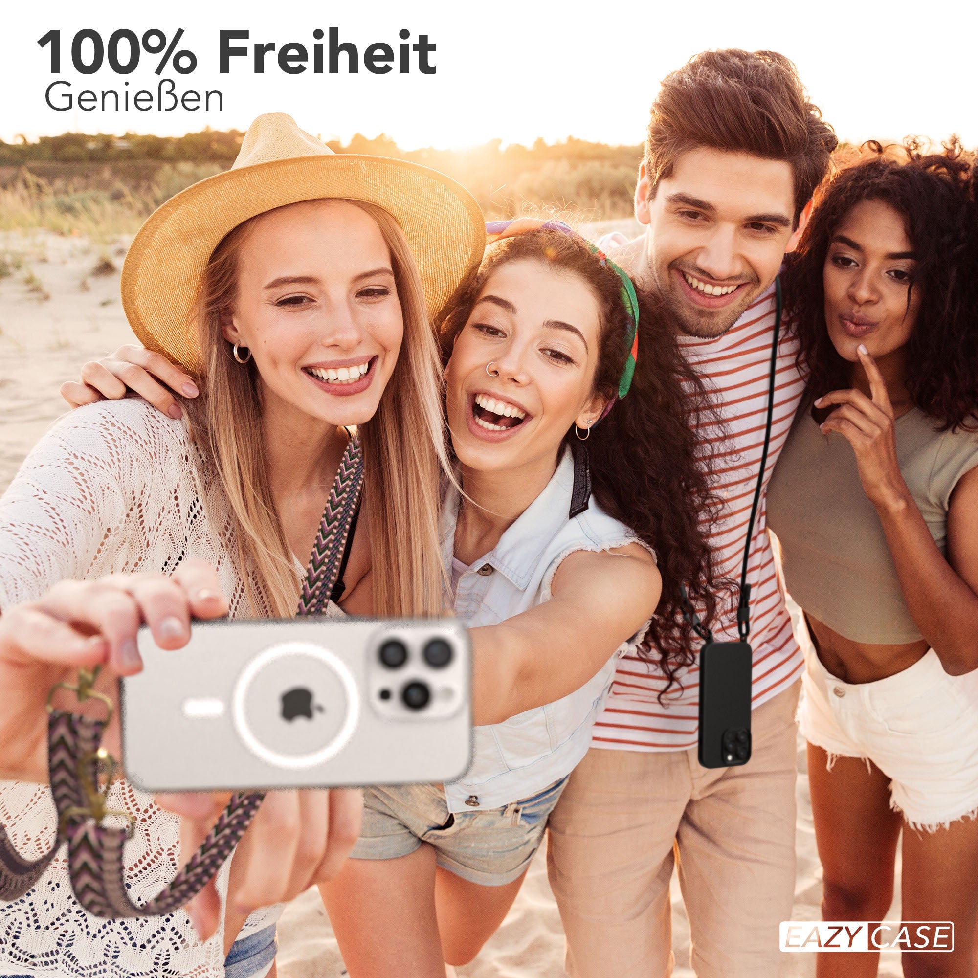 iPhone 16 Pro MagSafe Handykette mit Boho Band verstellbar 