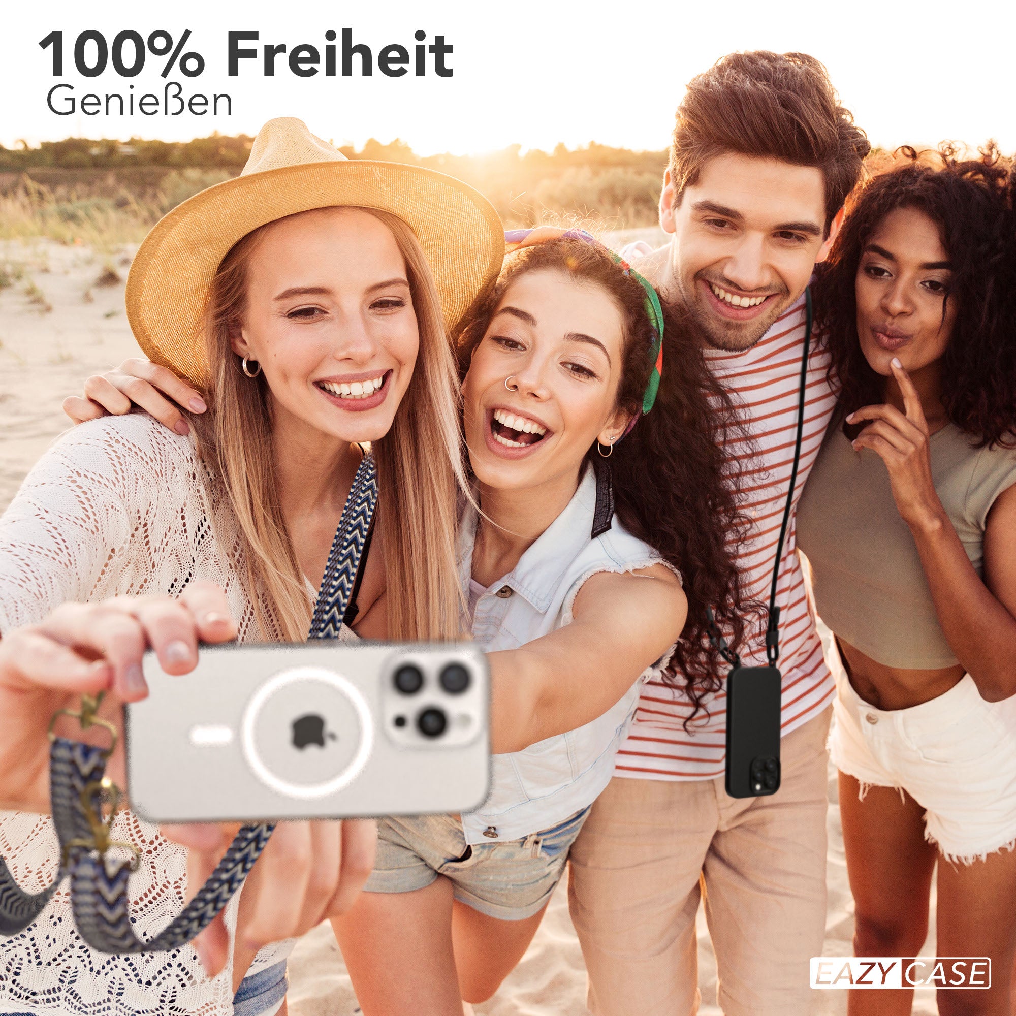 iPhone 16 Pro MagSafe Handykette mit Boho Band verstellbar 