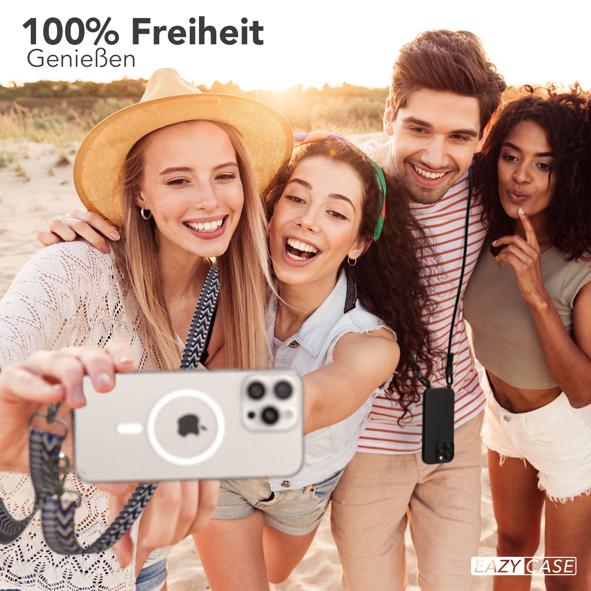 iPhone 16 Pro Max Handykette mit MagSafe Boho Band verstellbar 