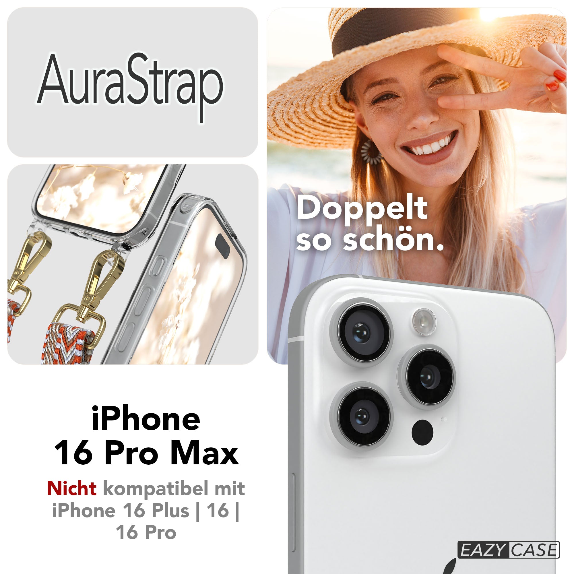 iPhone 16 Pro Max Handykette mit MagSafe Boho Band verstellbar 