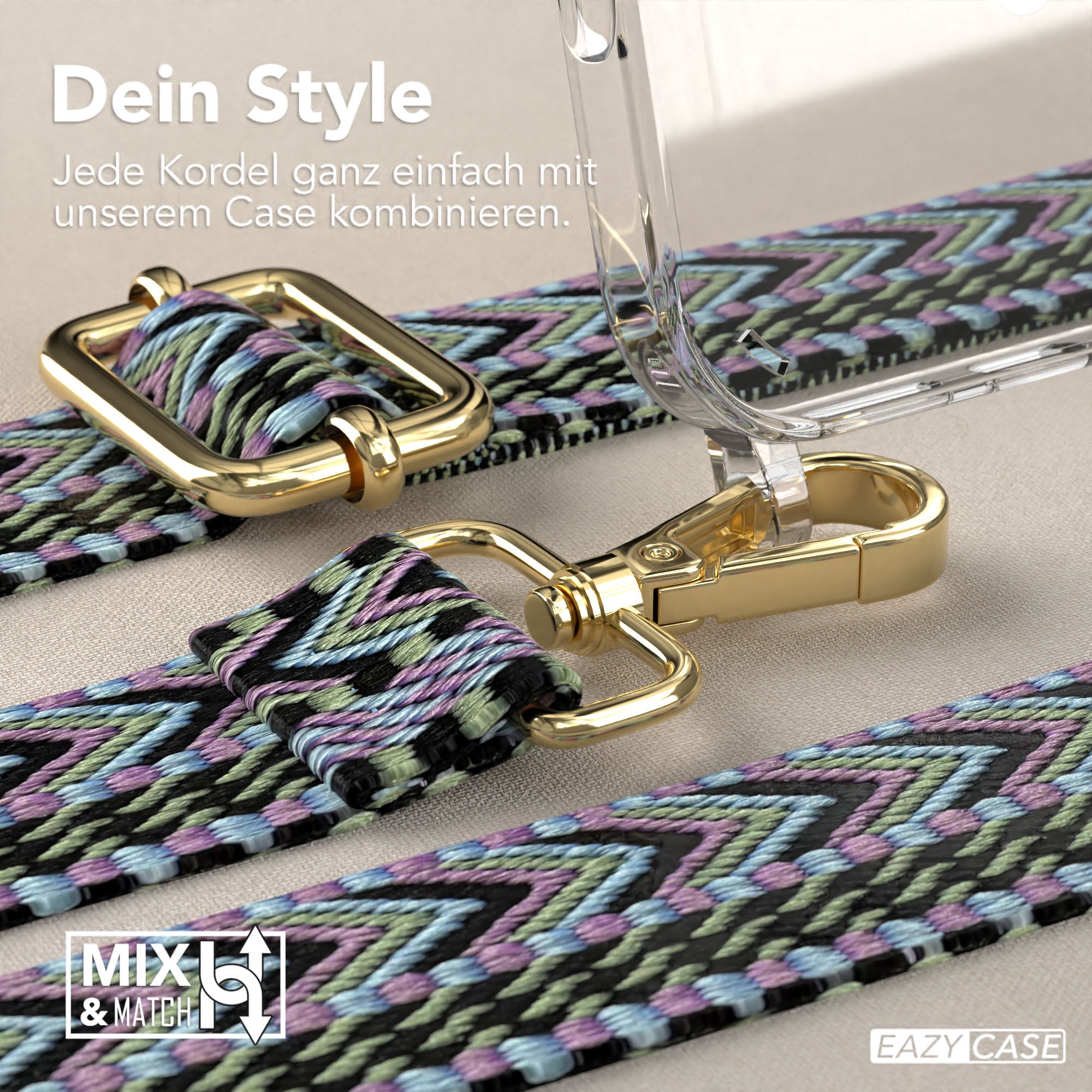 iPhone 16 Pro Max Handykette mit MagSafe Boho Band verstellbar 