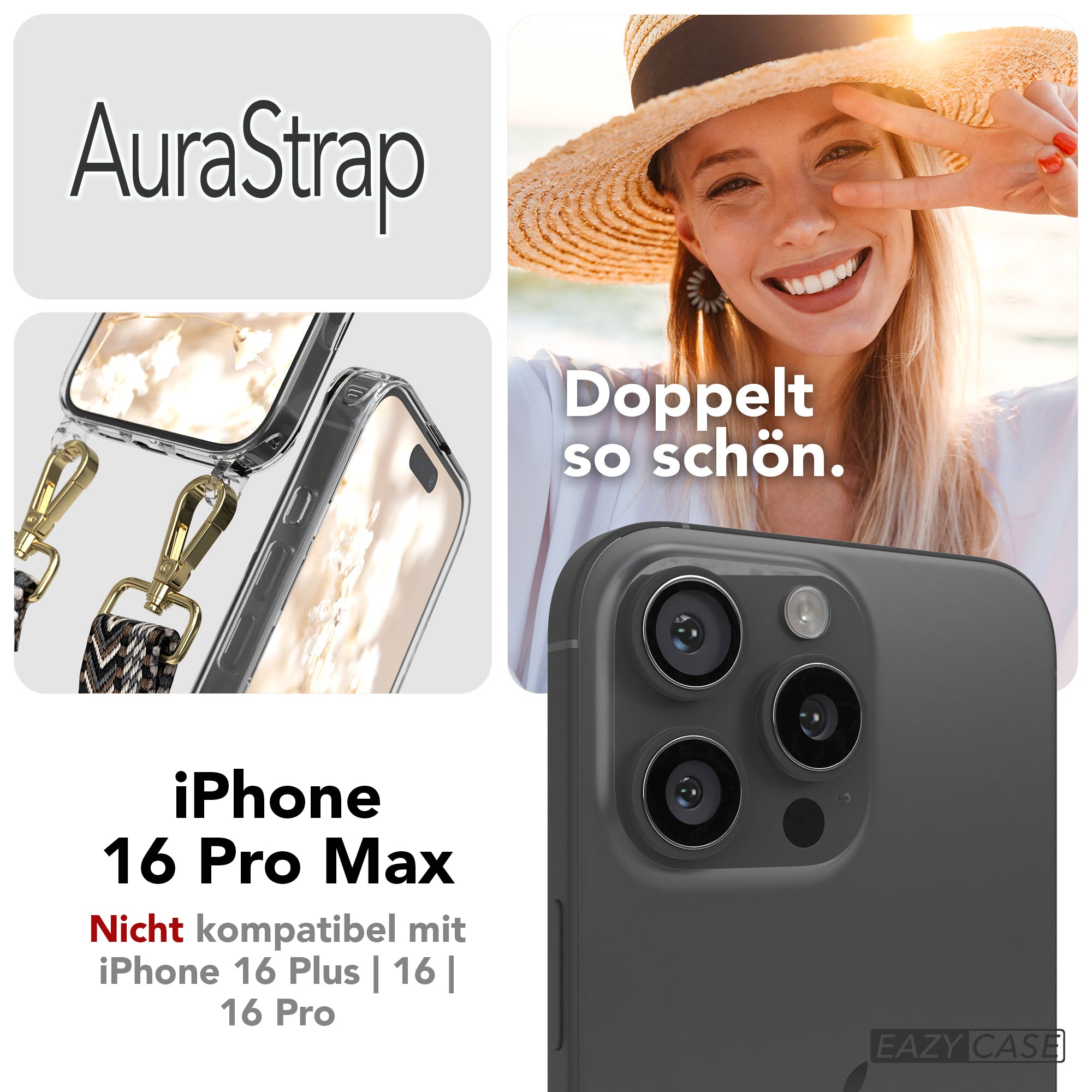 iPhone 16 Pro Max Handykette mit MagSafe Boho Band verstellbar 