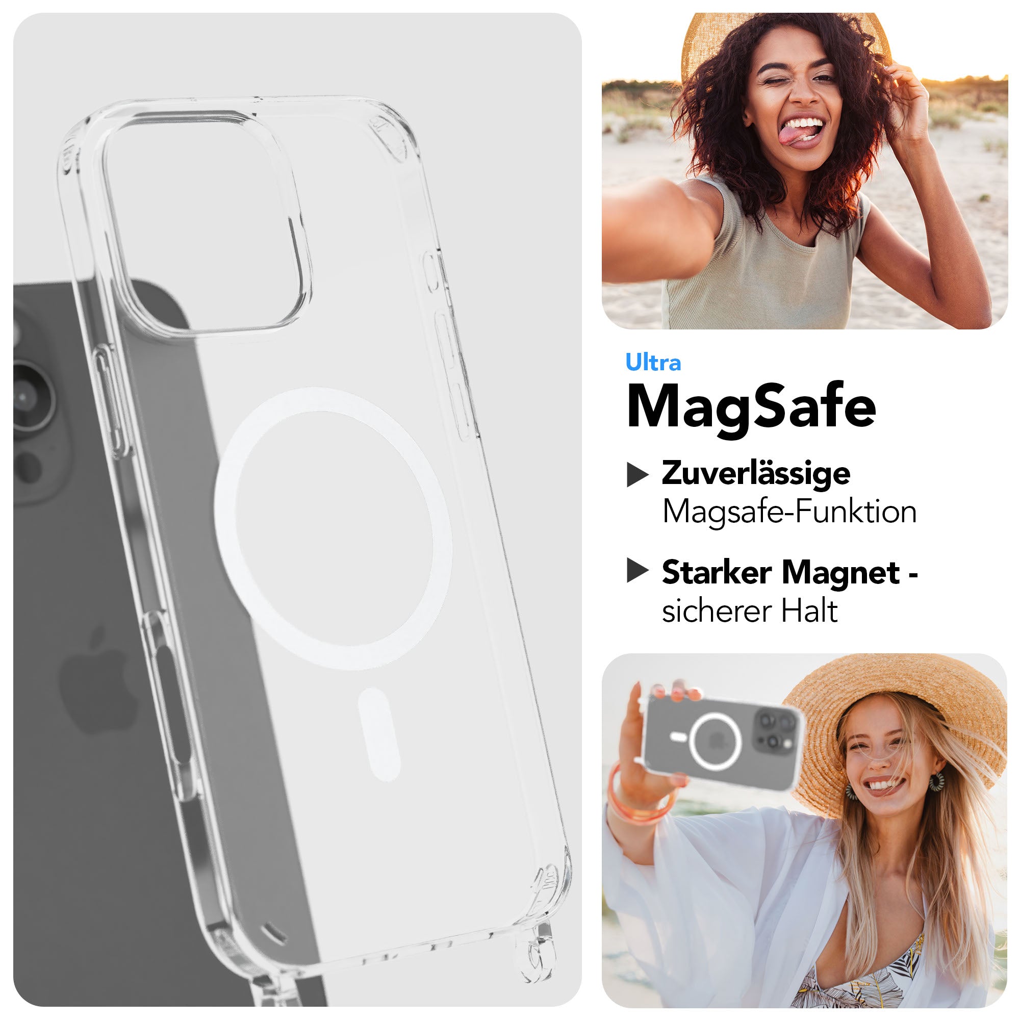 iPhone 16 Pro Max Handykette mit MagSafe Boho Band verstellbar 