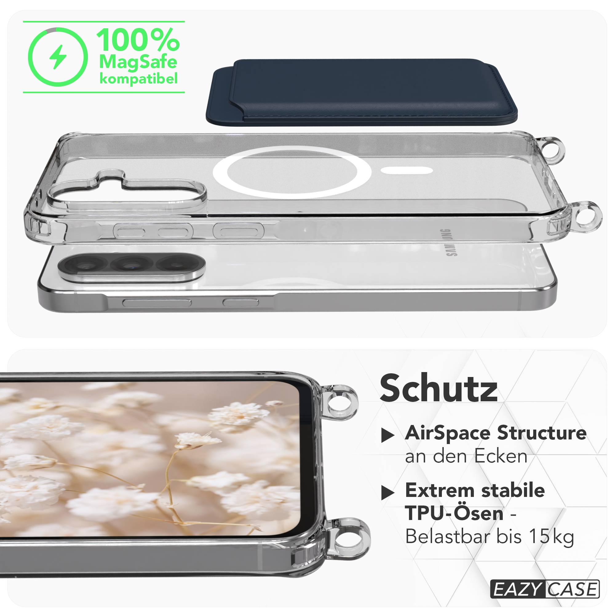 Samsung Galaxy A56 Handykette mit MagSafe Hülle und verstellbarem Boho Trageriemen 