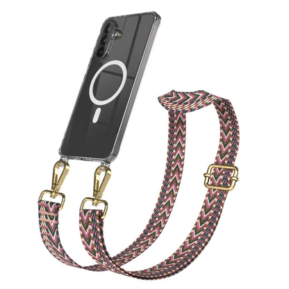 Samsung Galaxy A56 Handykette mit MagSafe Hülle und verstellbarem Boho Trageriemen 