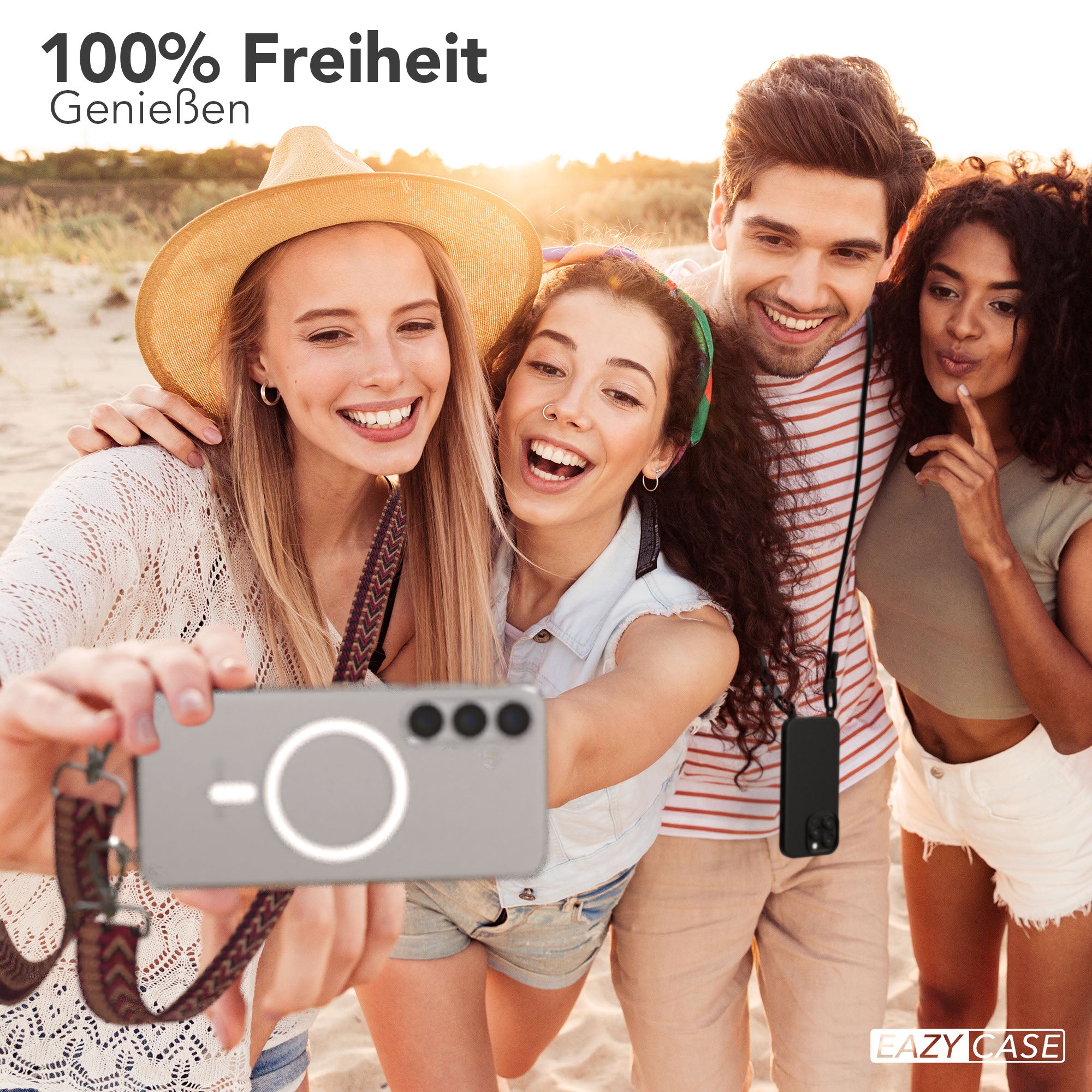 Samsung Galaxy S25 Plus MagSafe Handykette mit verstellbarem Boho Band Set 