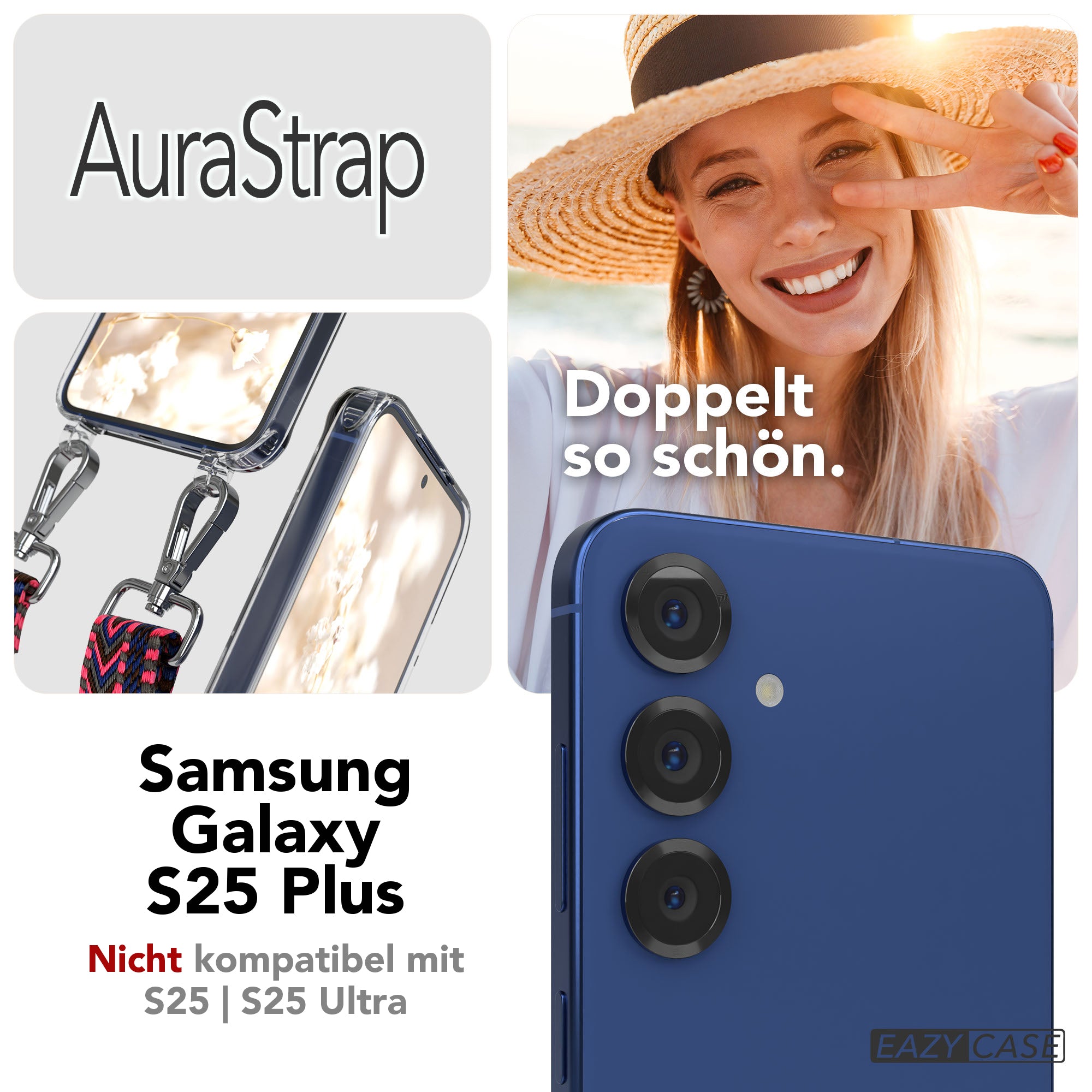 Samsung Galaxy S25 Plus MagSafe Handykette mit verstellbarem Boho Band Set 