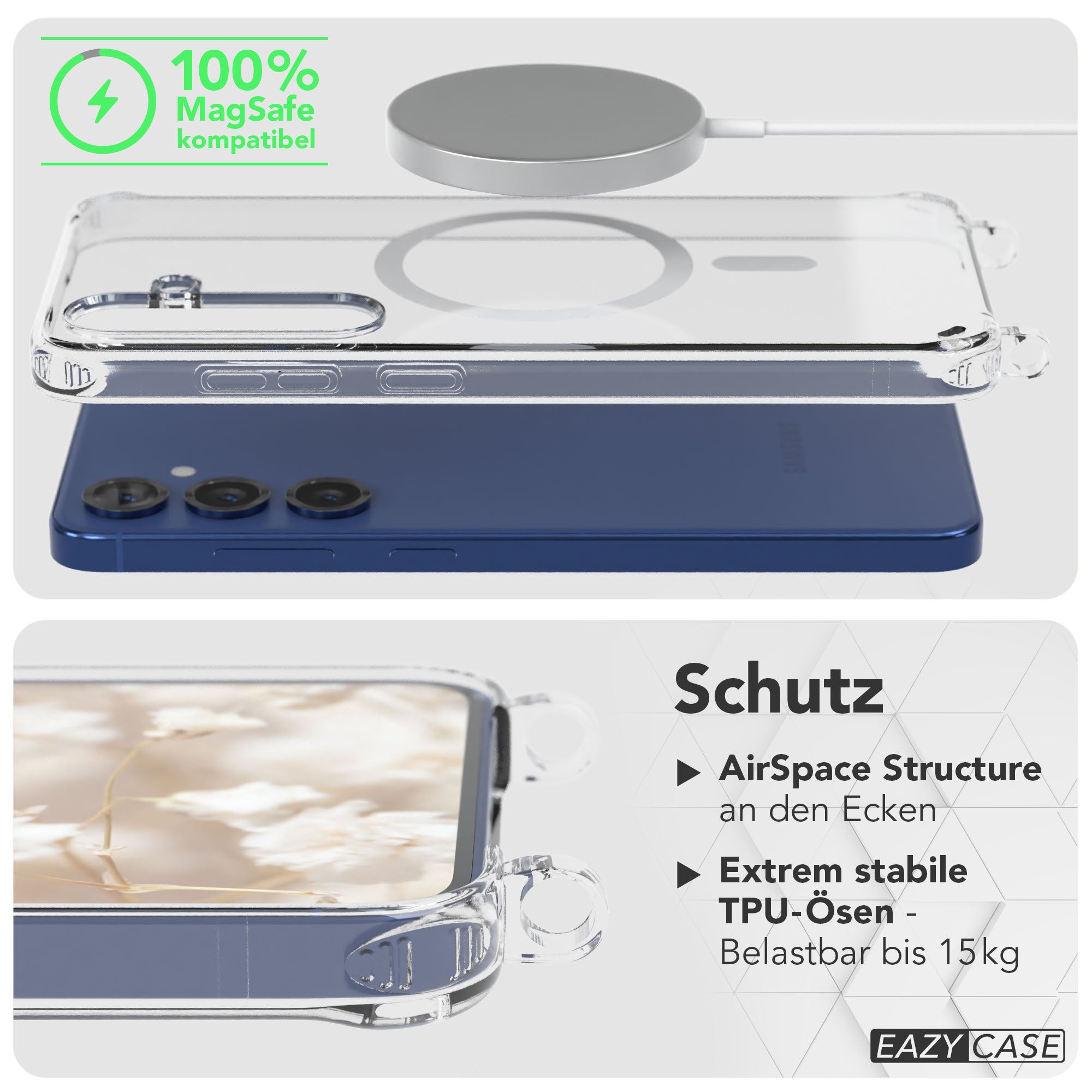 Samsung Galaxy S25 Plus MagSafe Handykette mit verstellbarem Boho Band Set 
