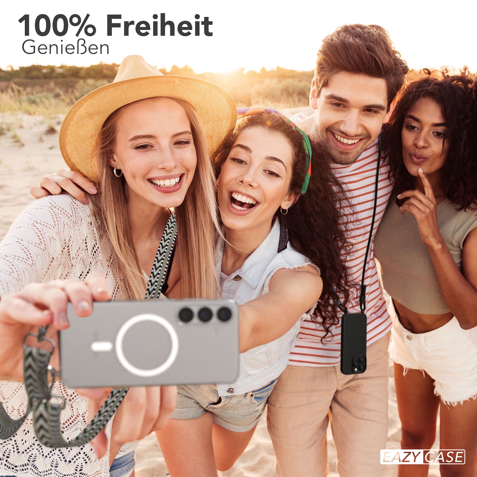 Samsung Galaxy S25 Plus MagSafe Handykette mit verstellbarem Boho Band Set 