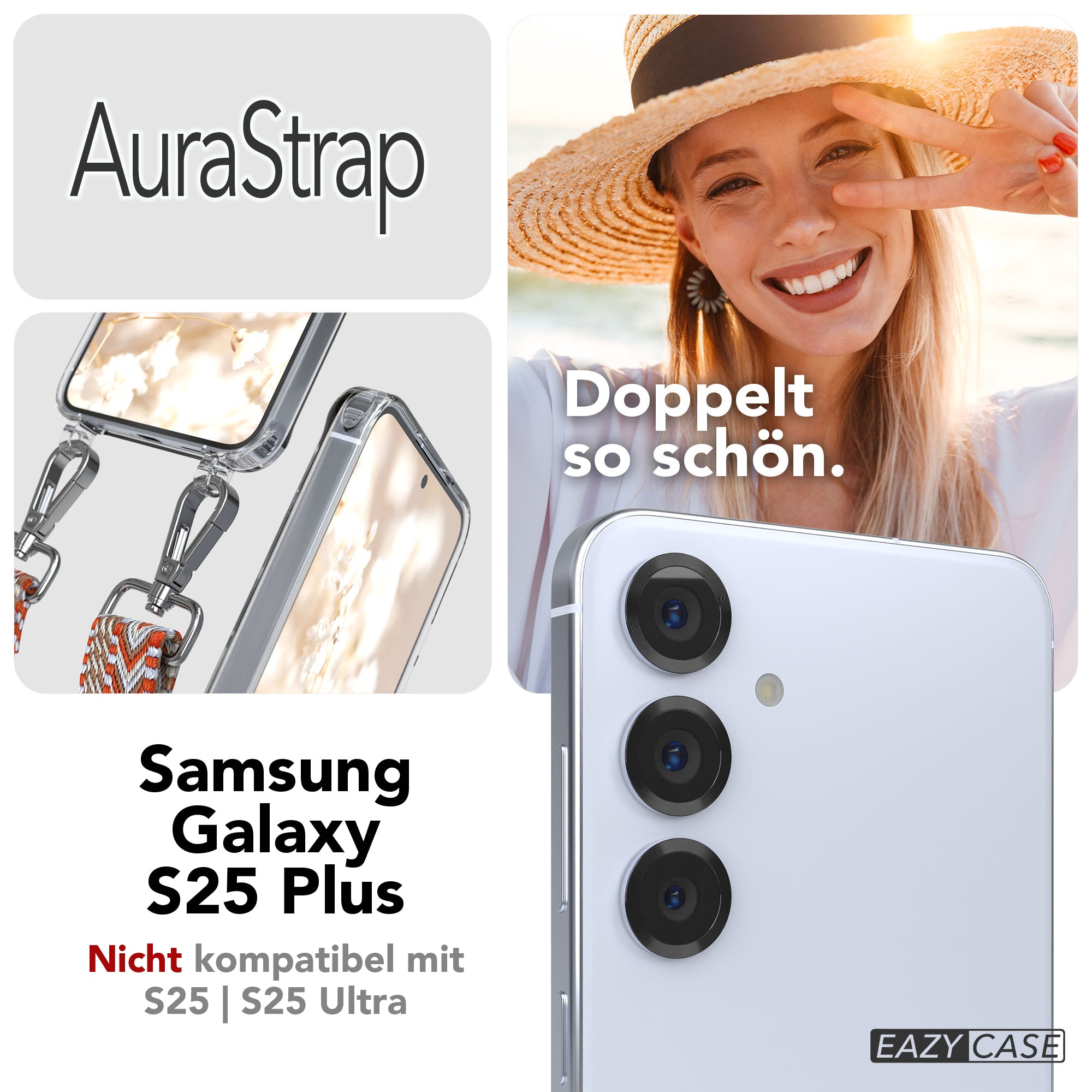 Samsung Galaxy S25 Plus MagSafe Handykette mit verstellbarem Boho Band Set 