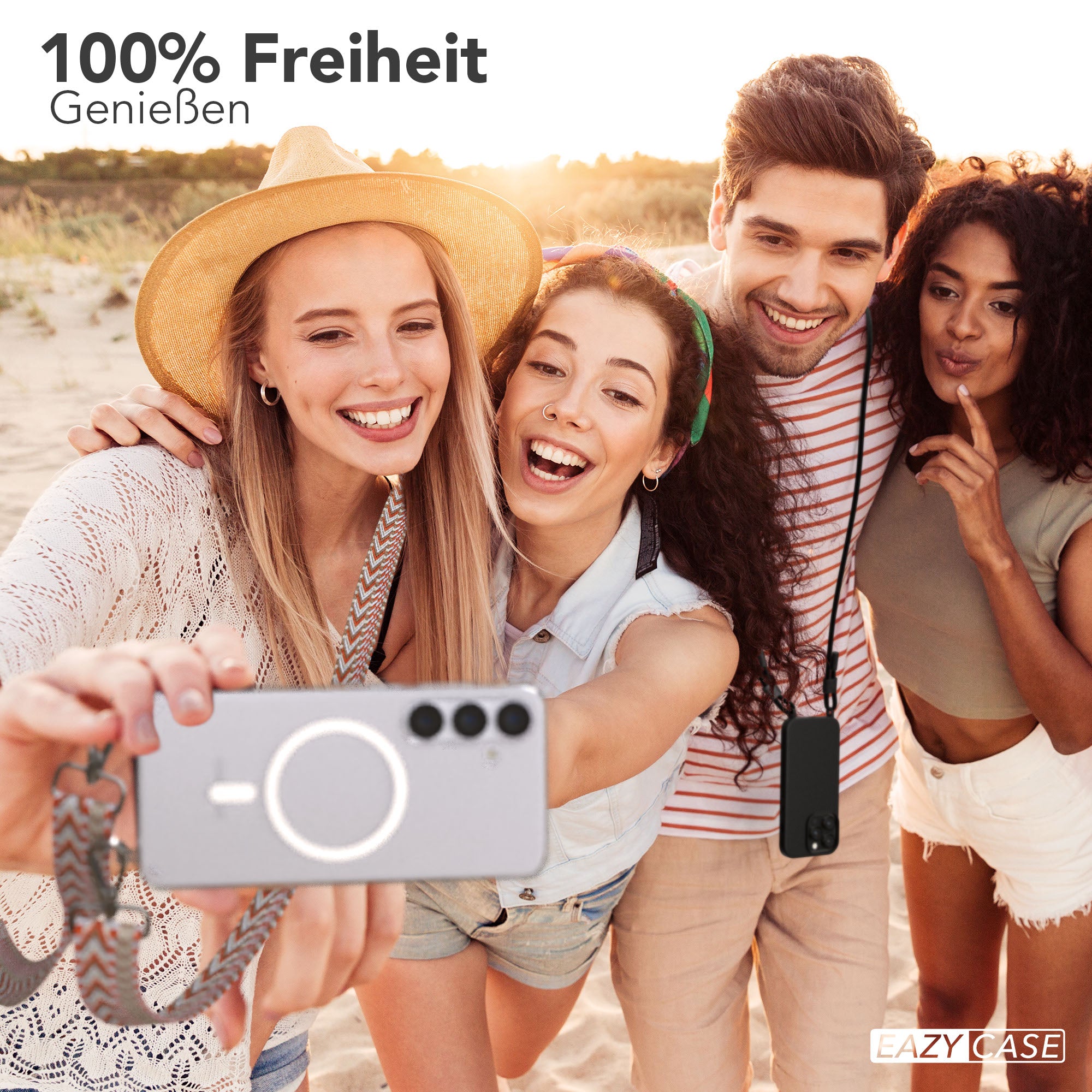Samsung Galaxy S25 Plus MagSafe Handykette mit verstellbarem Boho Band Set 