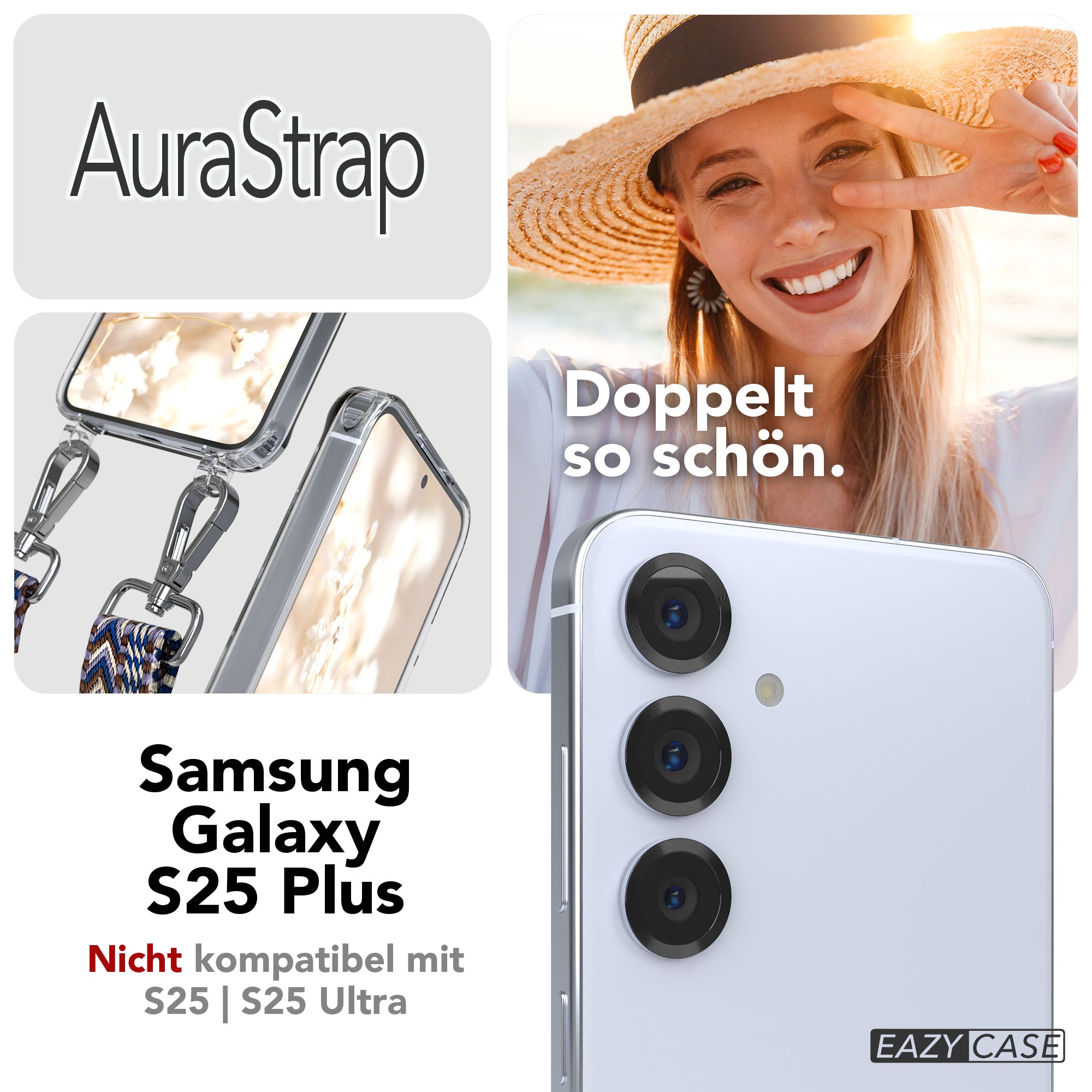 Samsung Galaxy S25 Plus MagSafe Handykette mit verstellbarem Boho Band Set 