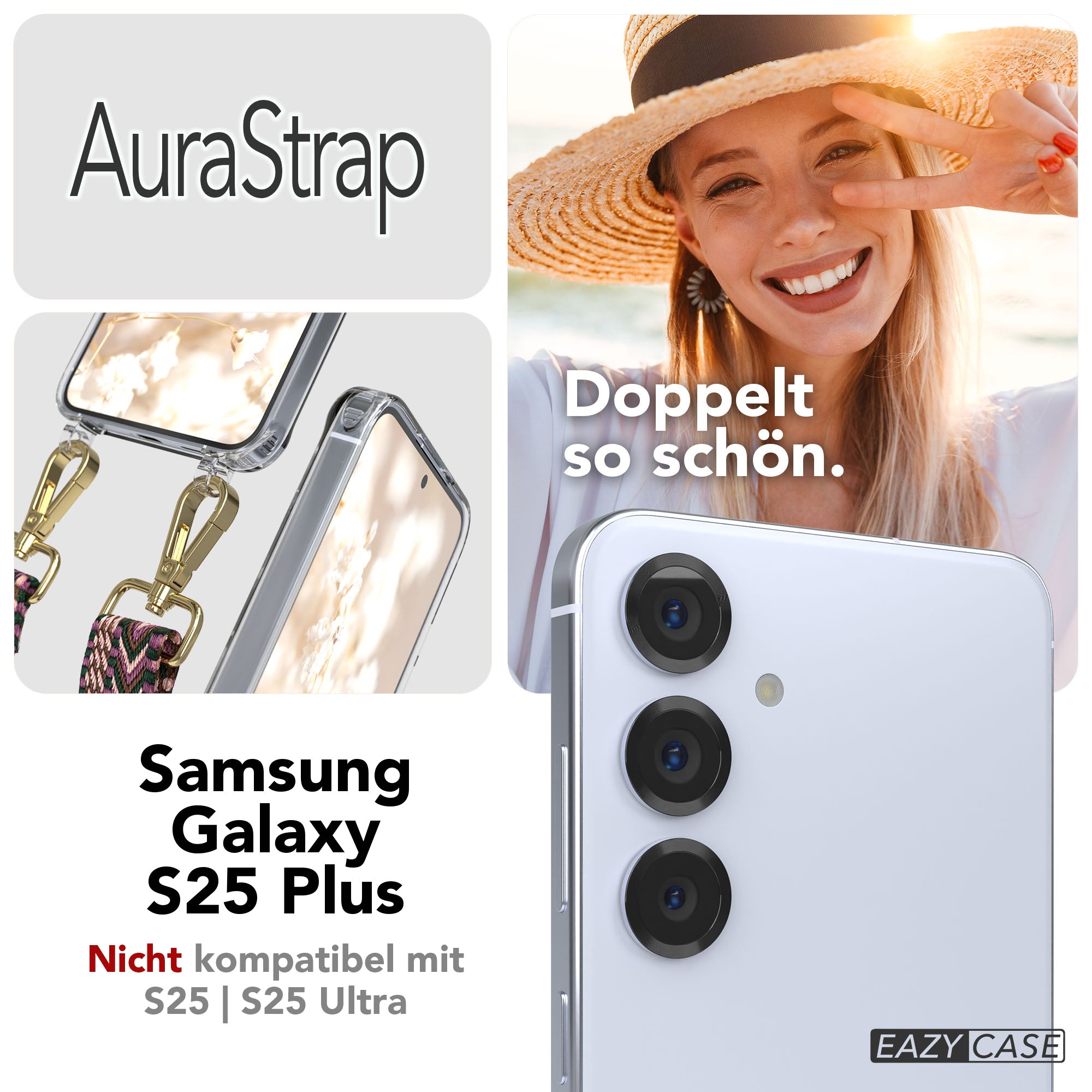 Samsung Galaxy S25 Plus MagSafe Handykette mit verstellbarem Boho Band Set 