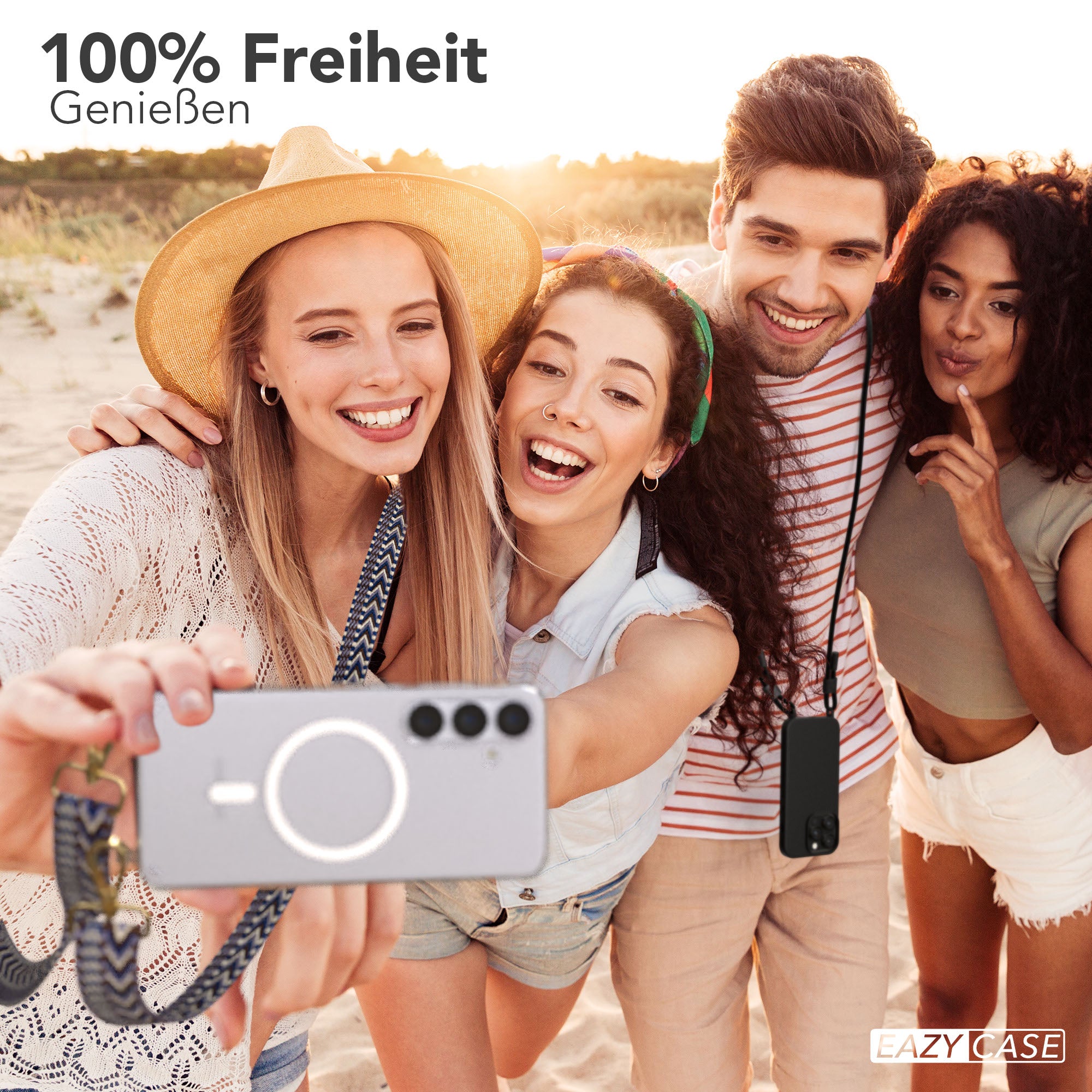 Samsung Galaxy S25 Plus MagSafe Handykette mit verstellbarem Boho Band Set 