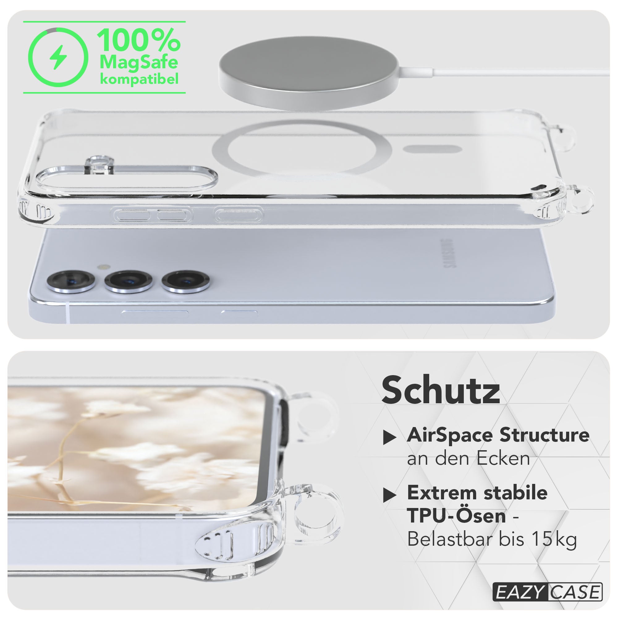 Samsung Galaxy S25 Plus MagSafe Handykette mit verstellbarem Boho Band Set 