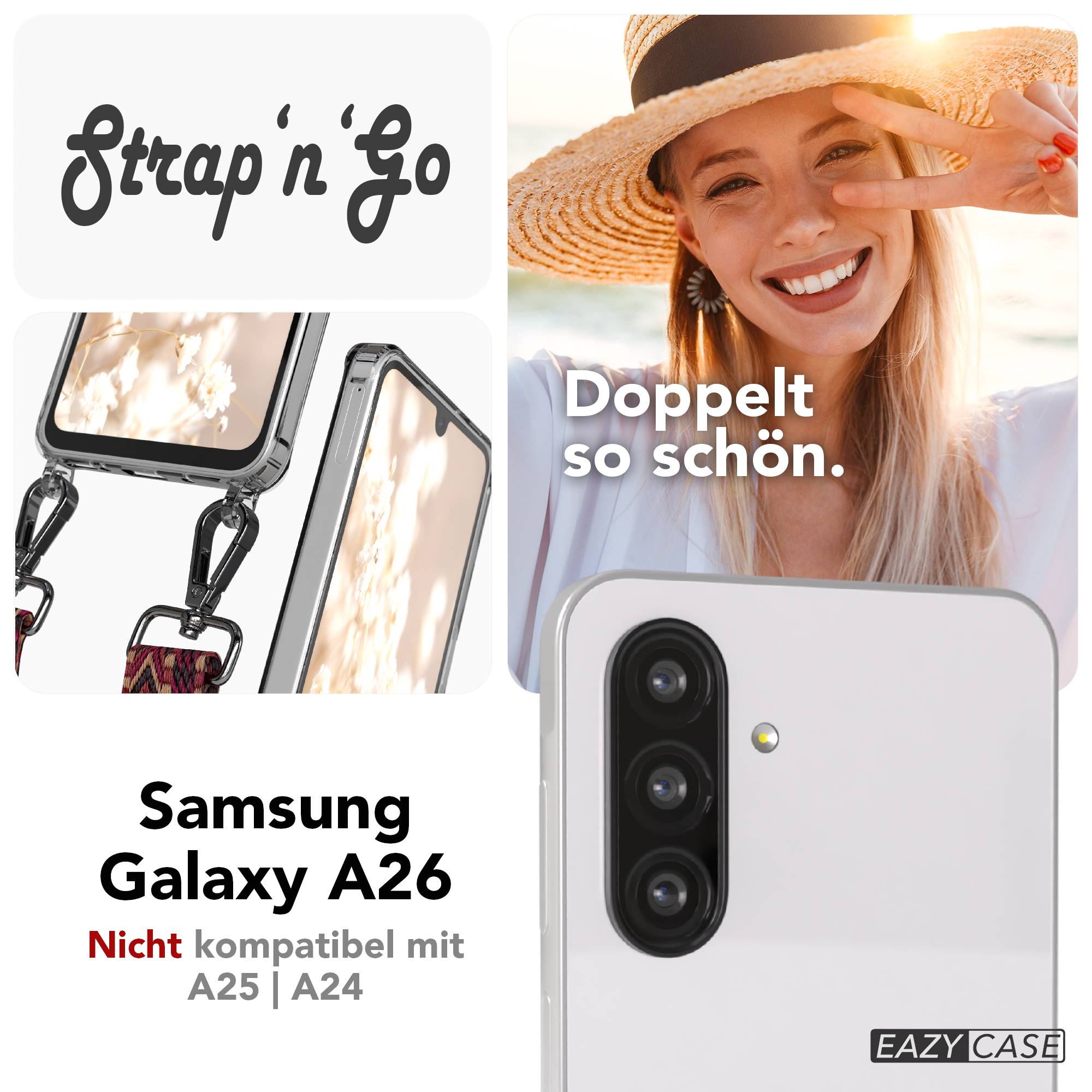 Samsung Galaxy A26 Handykette mit Boho Band verstellbarer Trageriemen 