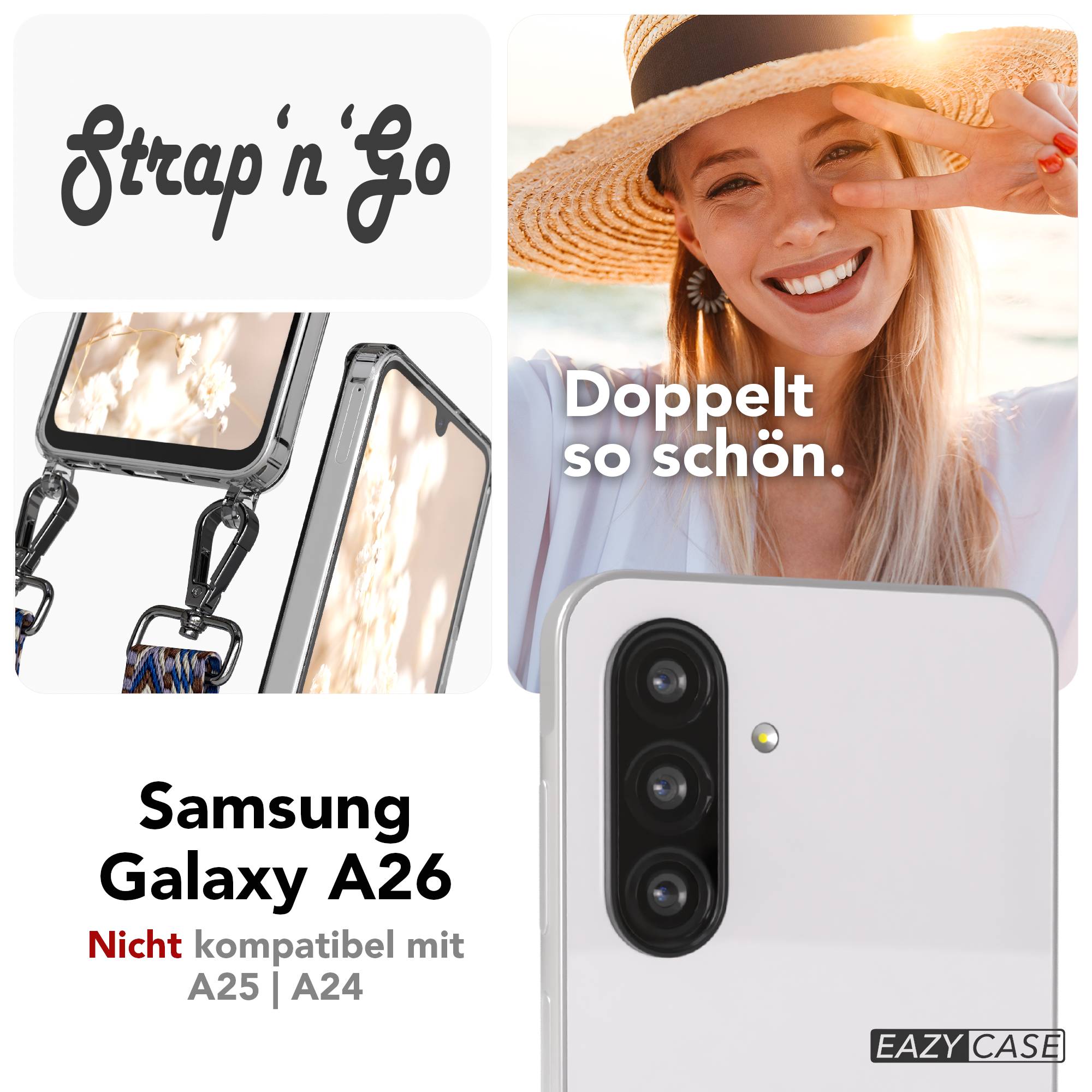 Samsung Galaxy A26 Handykette mit Boho Band verstellbarer Trageriemen 